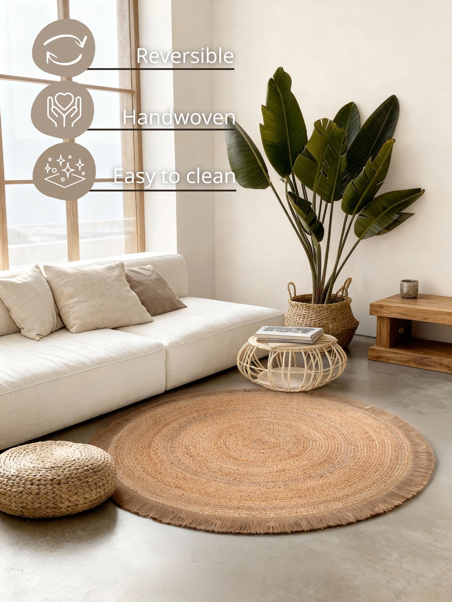 Hanse Home Jute Braided Jutematta rund Nuru natur guld