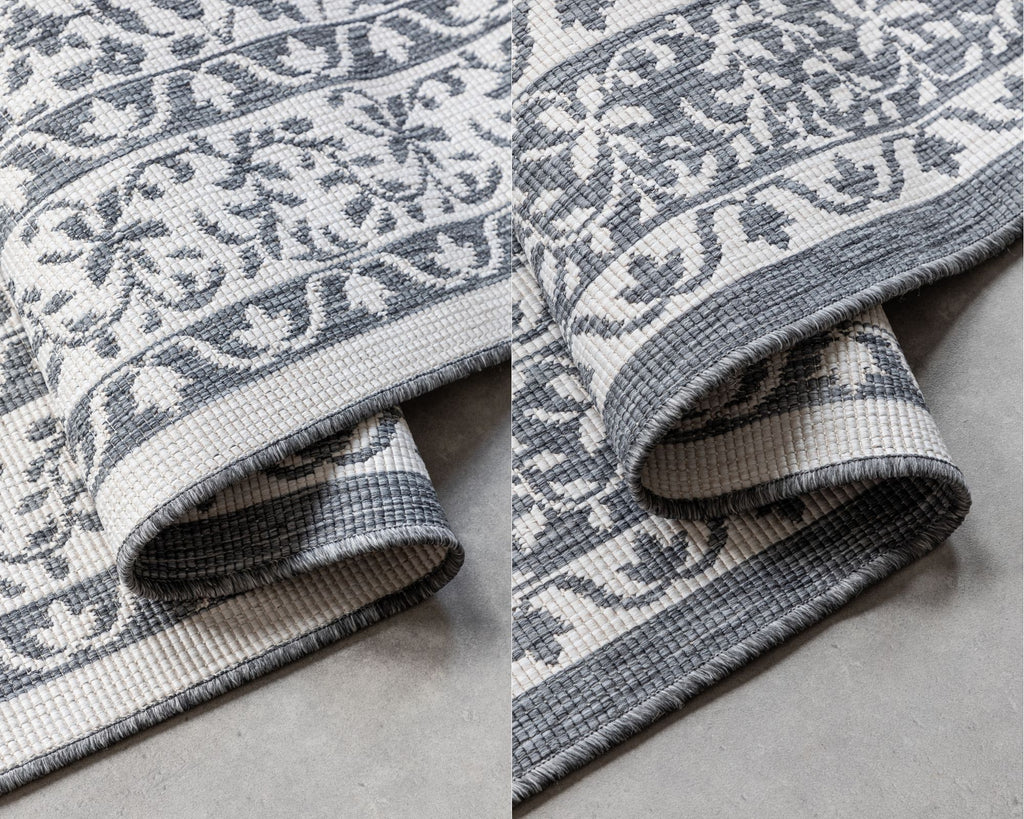 Elle Decoration Gemini Vändbar inom- och utomhusmatta Meekly silver – detaljbild