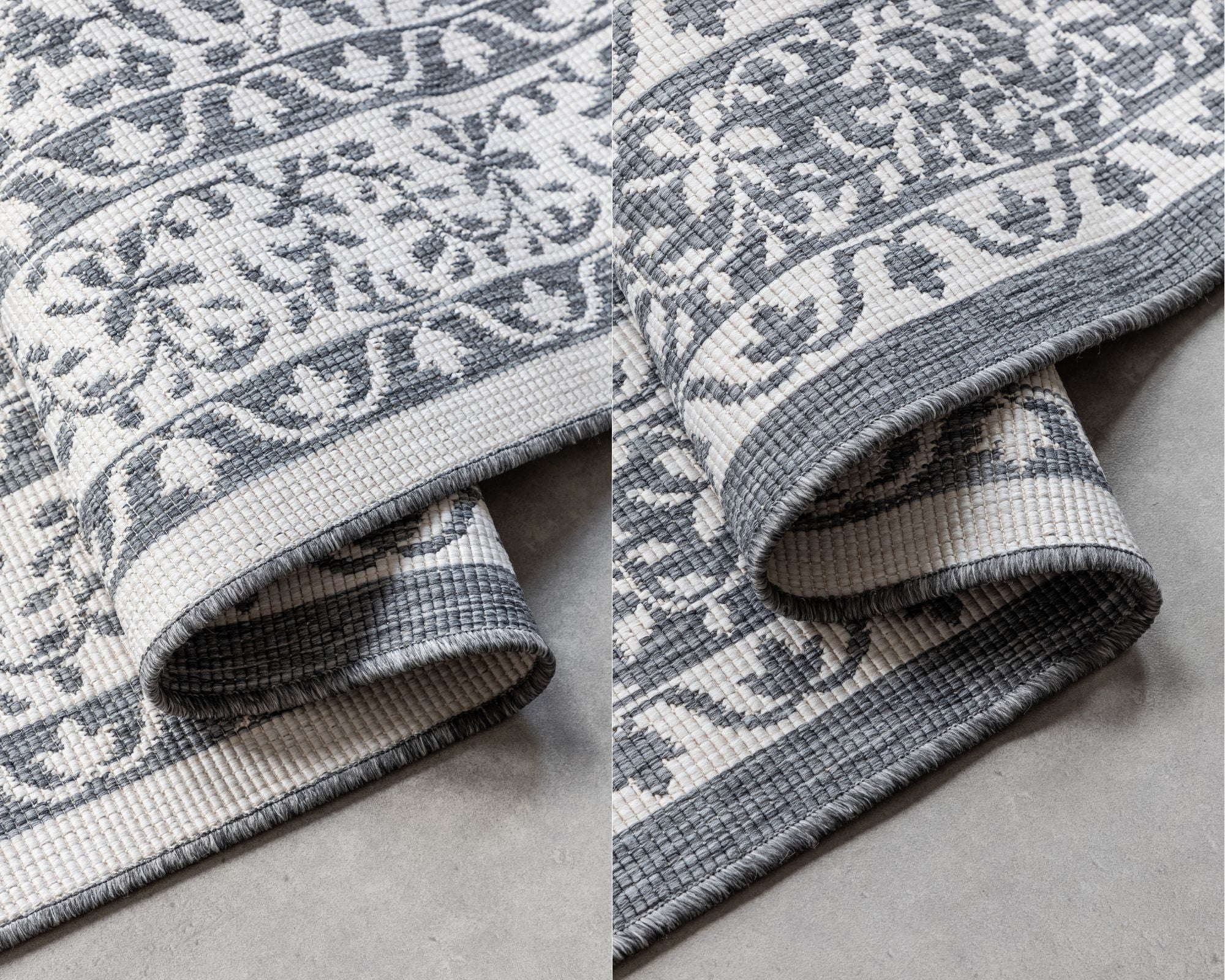 Elle Decoration Gemini Vändbar inom- och utomhusmatta Meekly silver – detaljbild