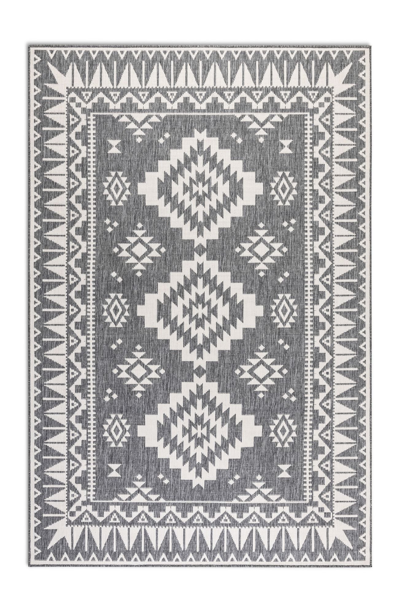 Elle Decoration Gemini Vändbar inom- och utomhusmatta Dynamic silver – ovanifrån