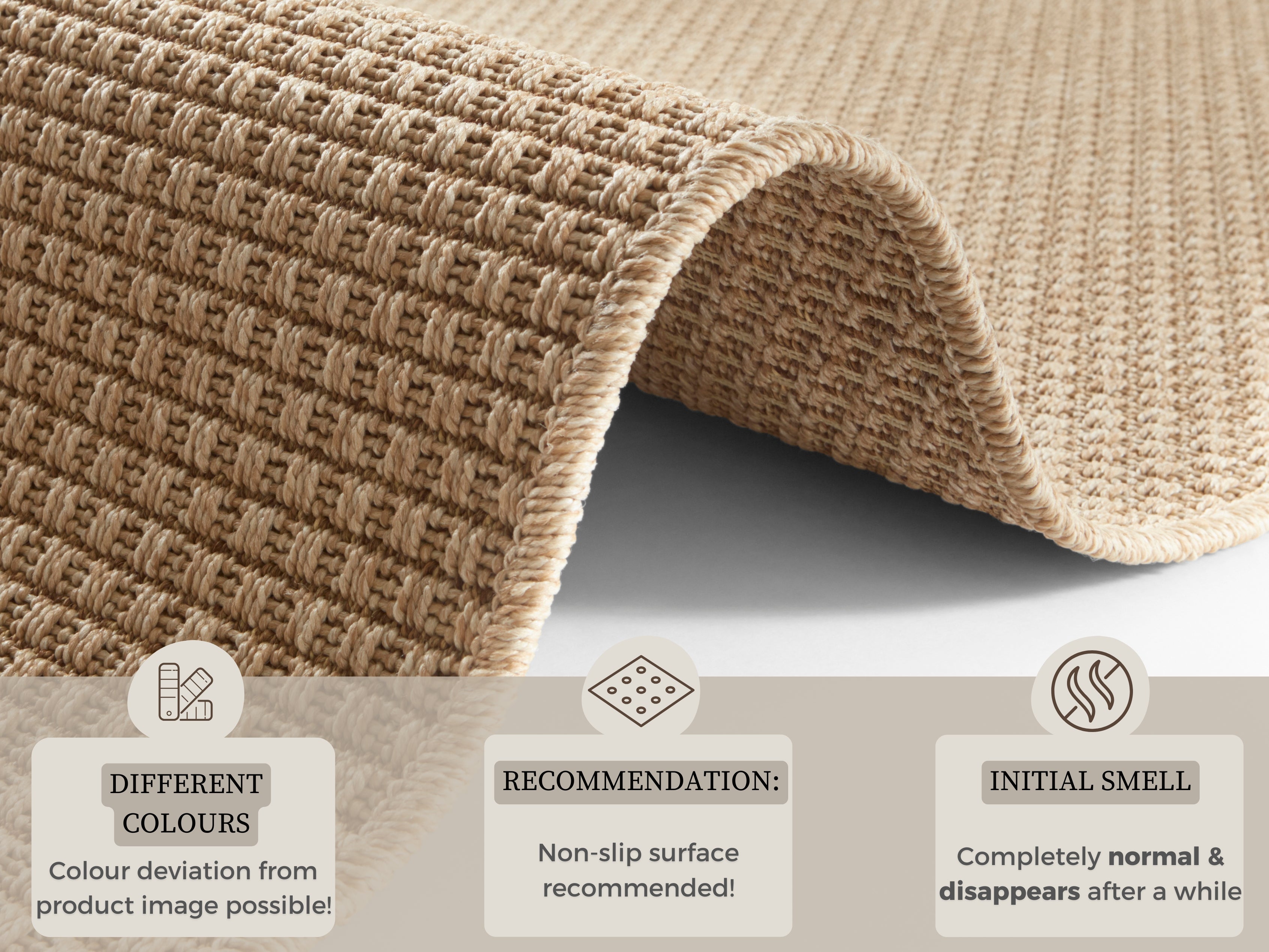 Flatwoven Löpare for Inom- och utomhus Nature 600 in Sisal-Look