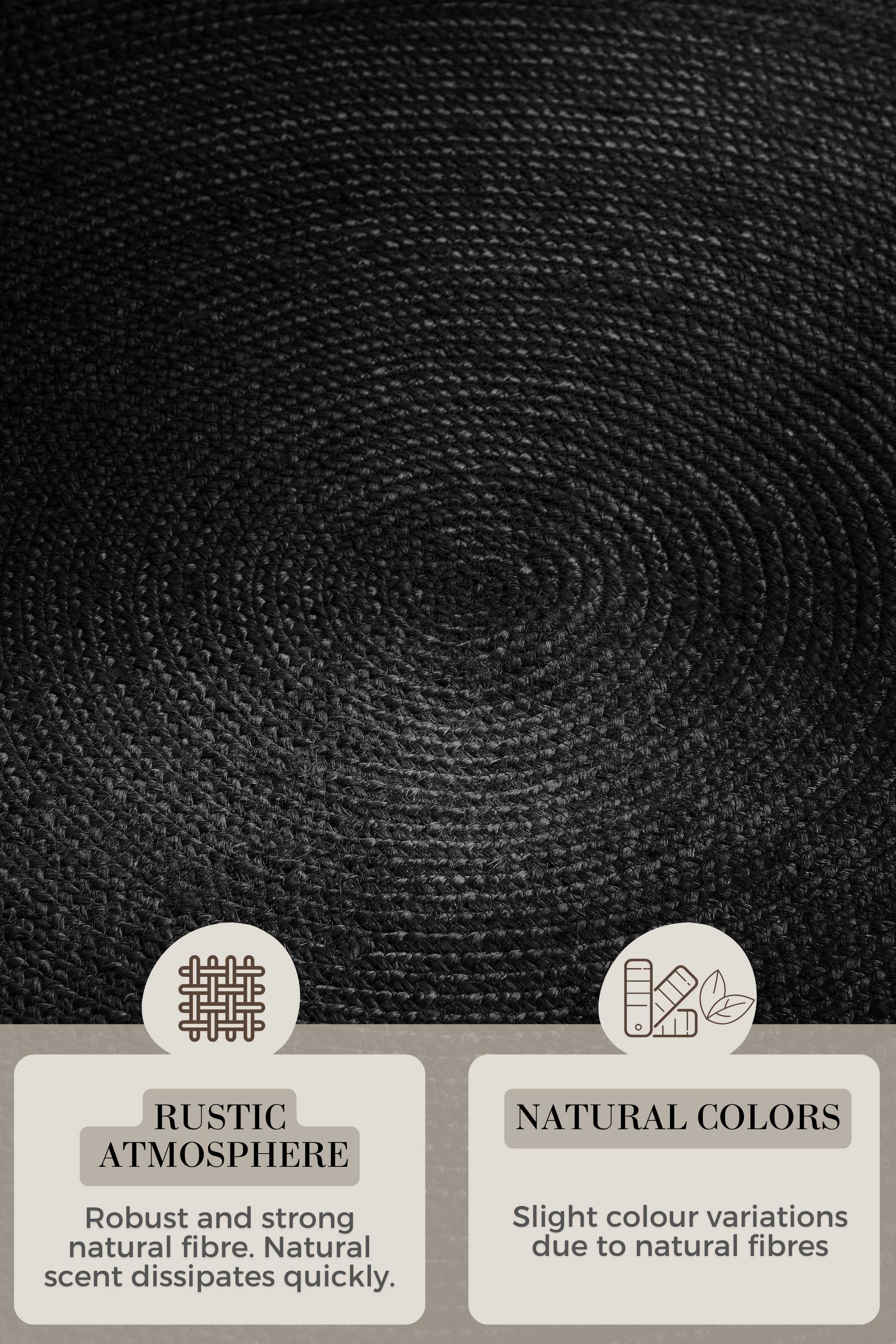 Hanse Home Jute Braided Jutematta rund Rangpur svart