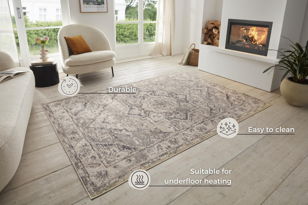 Hanse Home Terrain Designerkortluggsmatta Sand creme grå