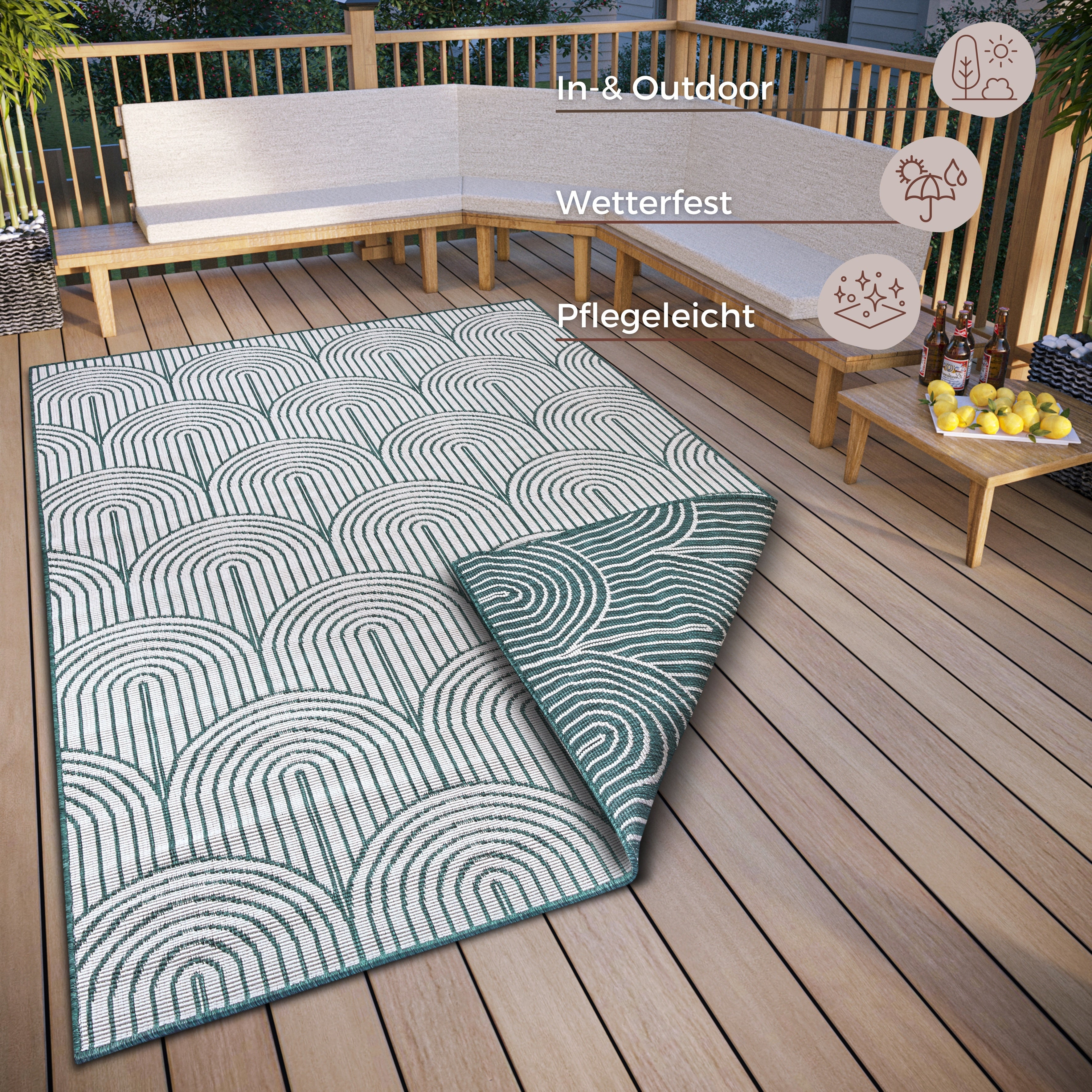 Hanse Home Flatweave Vändbar inom- och utomhusmatta Pangli grön