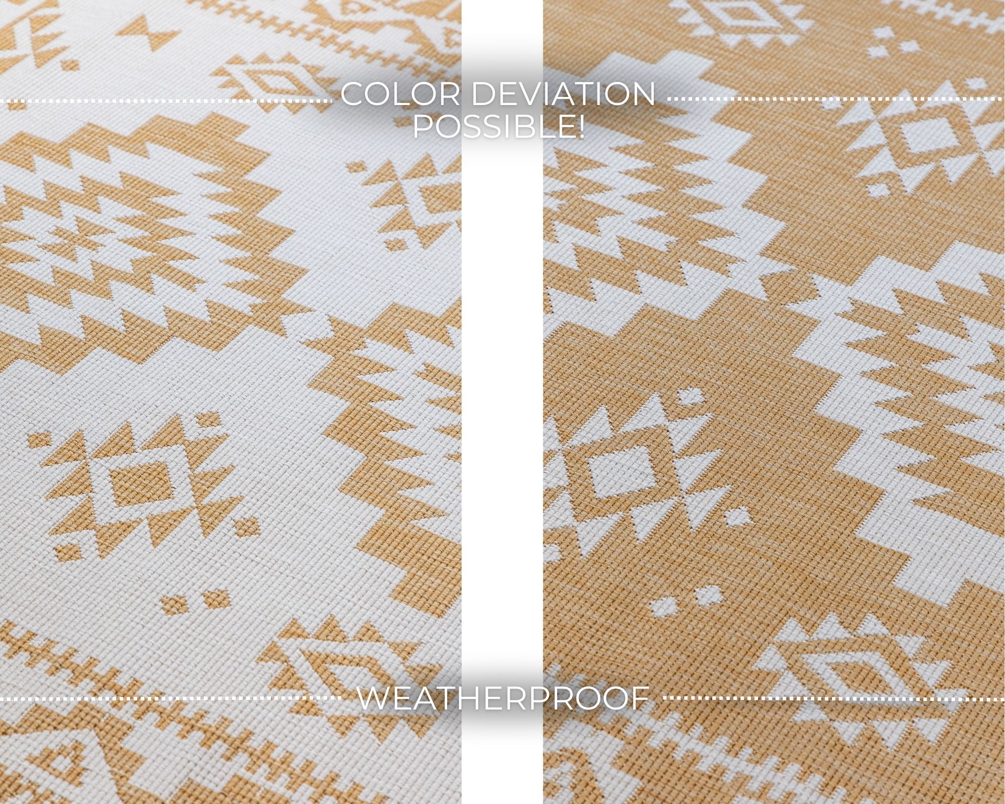 Elle Decoration Gemini Vändbar inom- och utomhusmatta Dynamic ockra – detaljbild