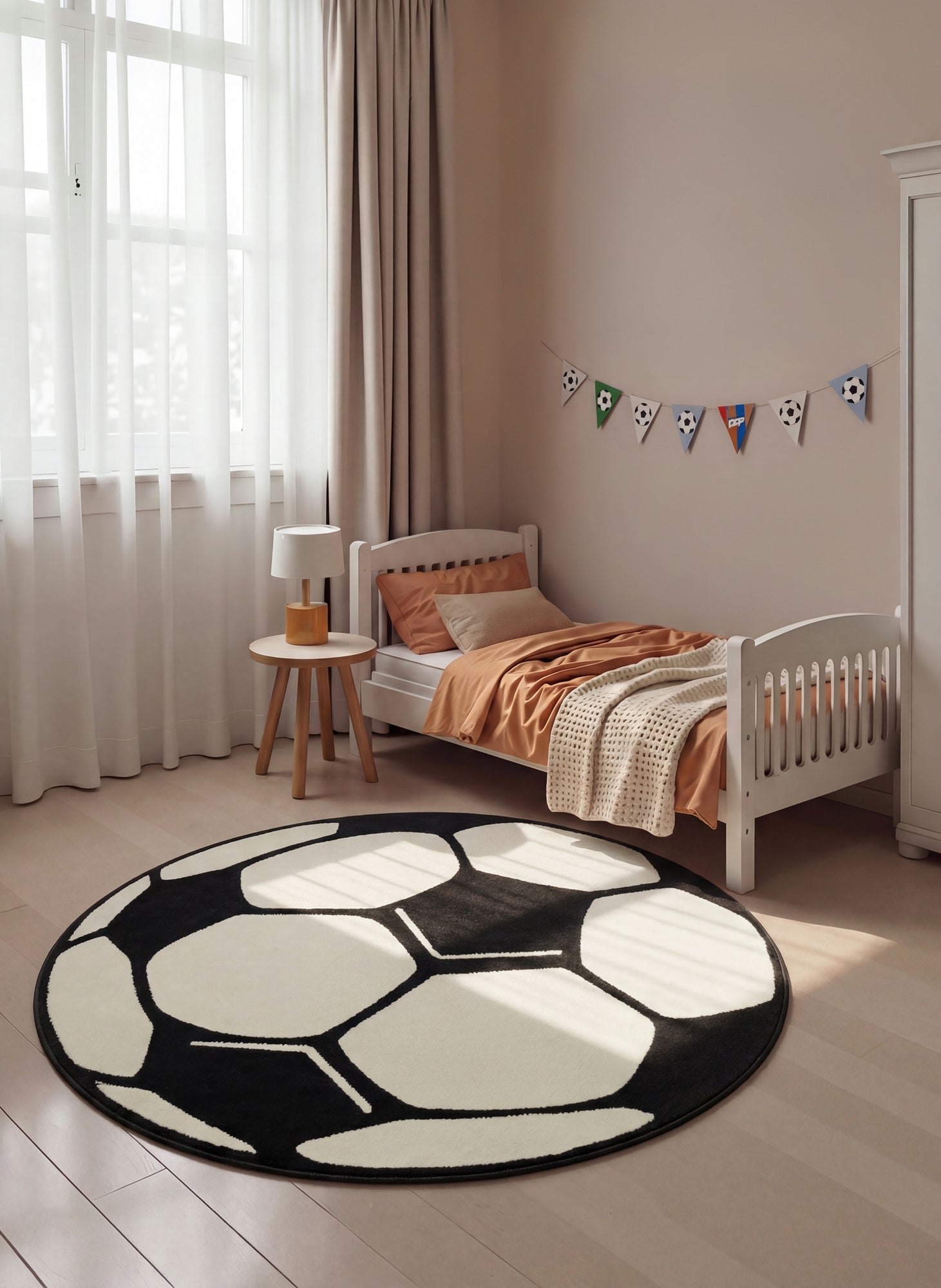 Designvelour fotbollsmatta rund