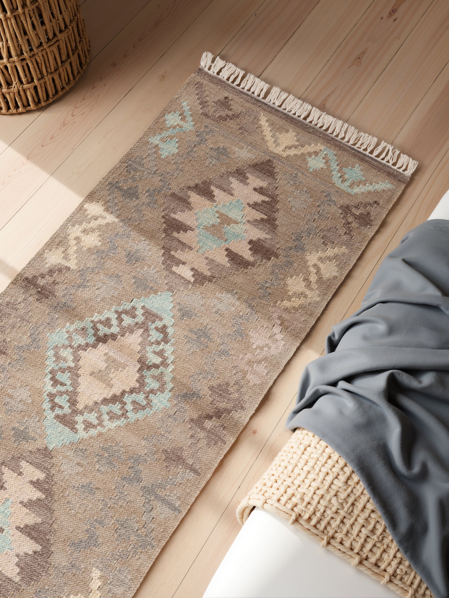 Hanse Home Kamal Afghansk kelimmatta Dune beige ljusblå