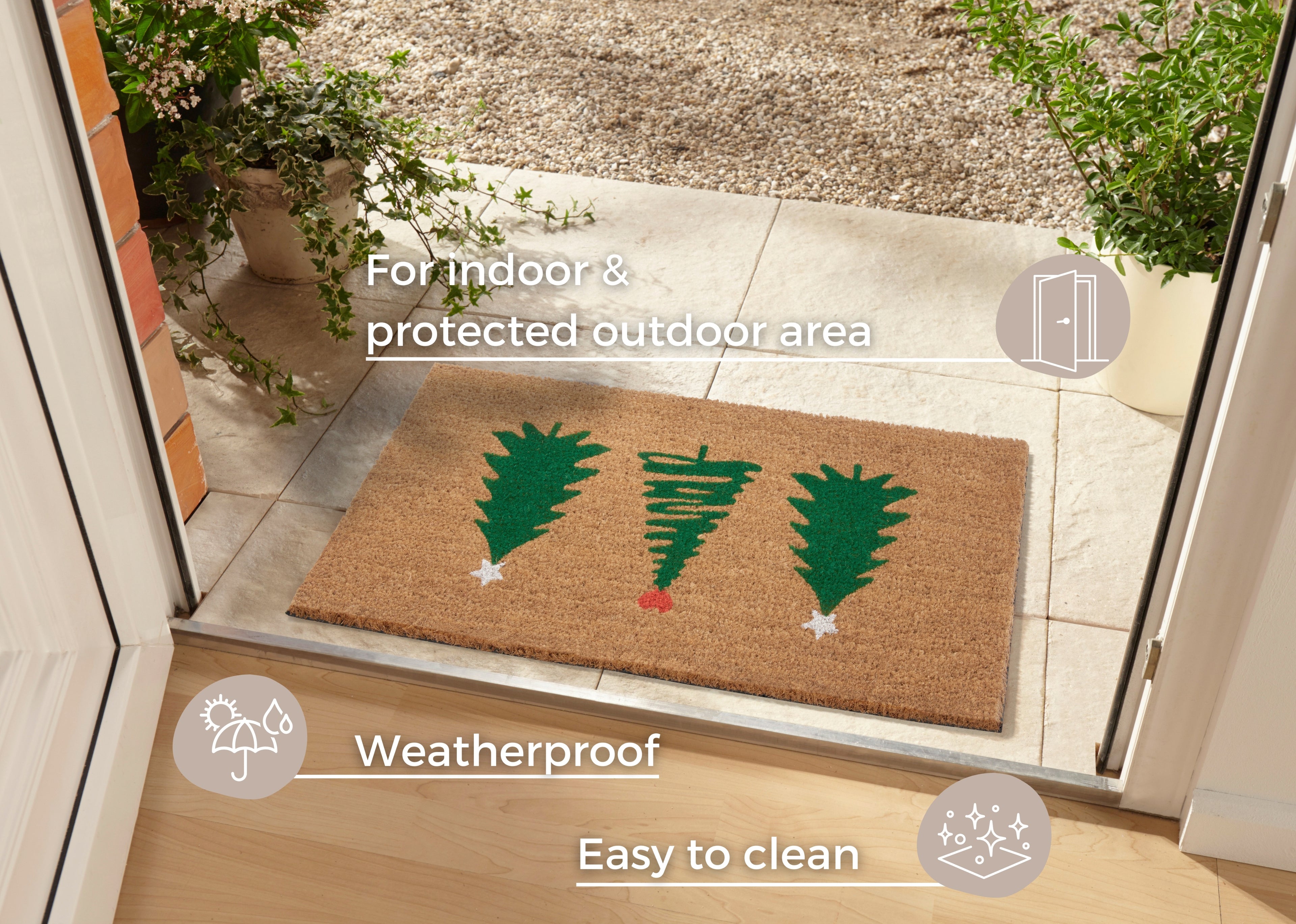 Hanse Home Mix Mats Dörrmatta kokos Decorated Pine Trees