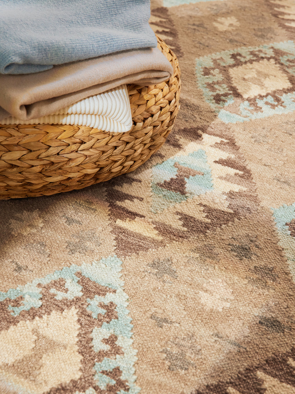 Hanse Home Kamal Afghansk kelimmatta Dune beige ljusblå