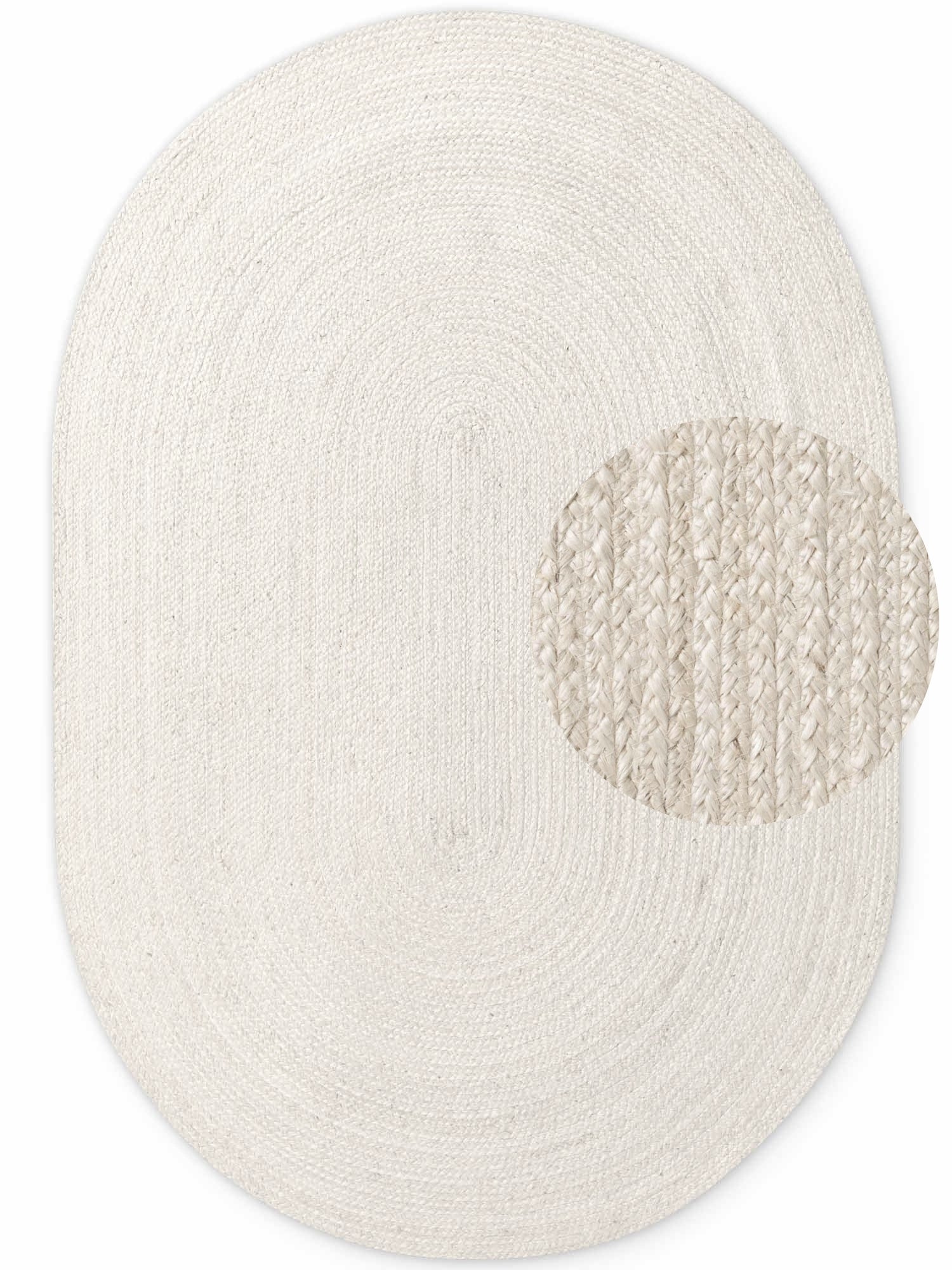 Hanse Home Jute Braided Jutematta oval Rangpur vit
