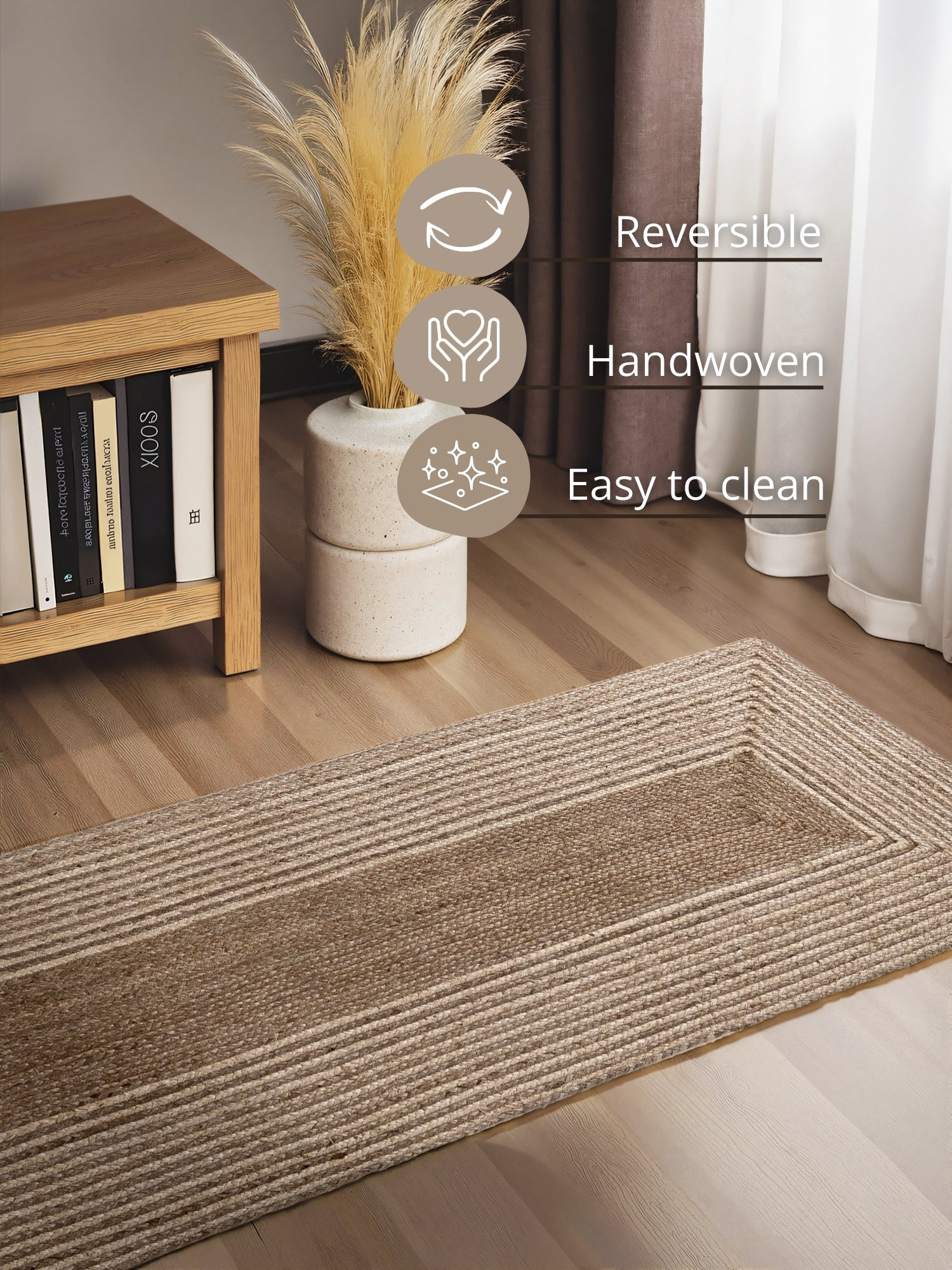 Hanse Home Juno Jutematta Juno Line natur vit Brown