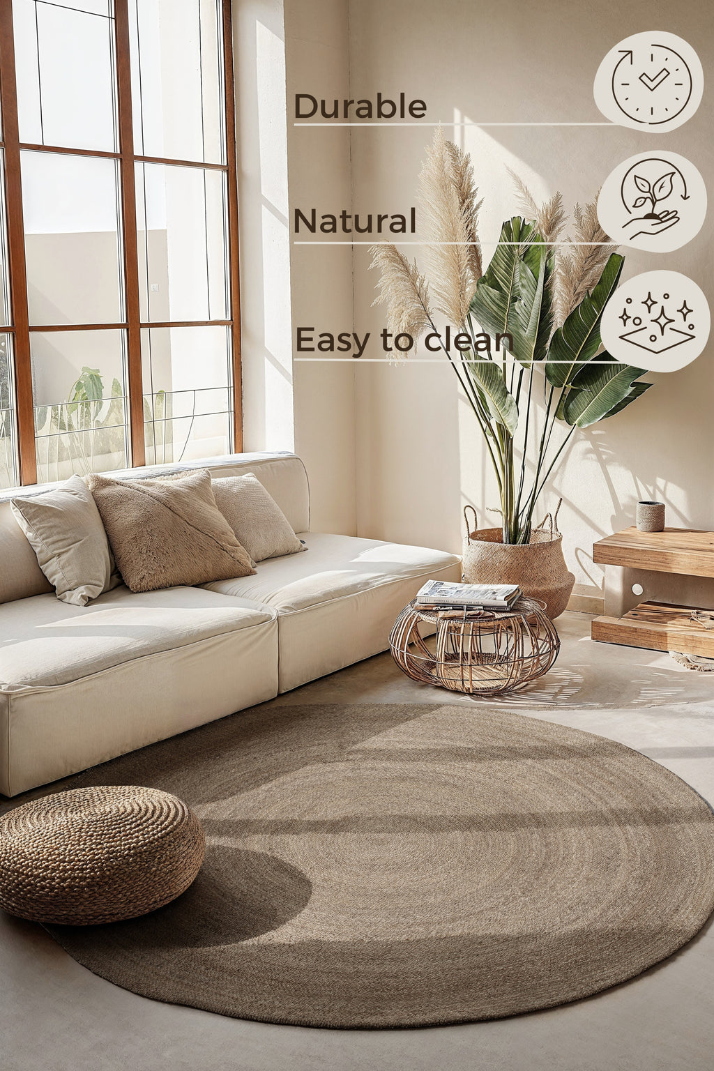 Hanse Home Jute Braided Jutematta rund Rangpur natur grå brun