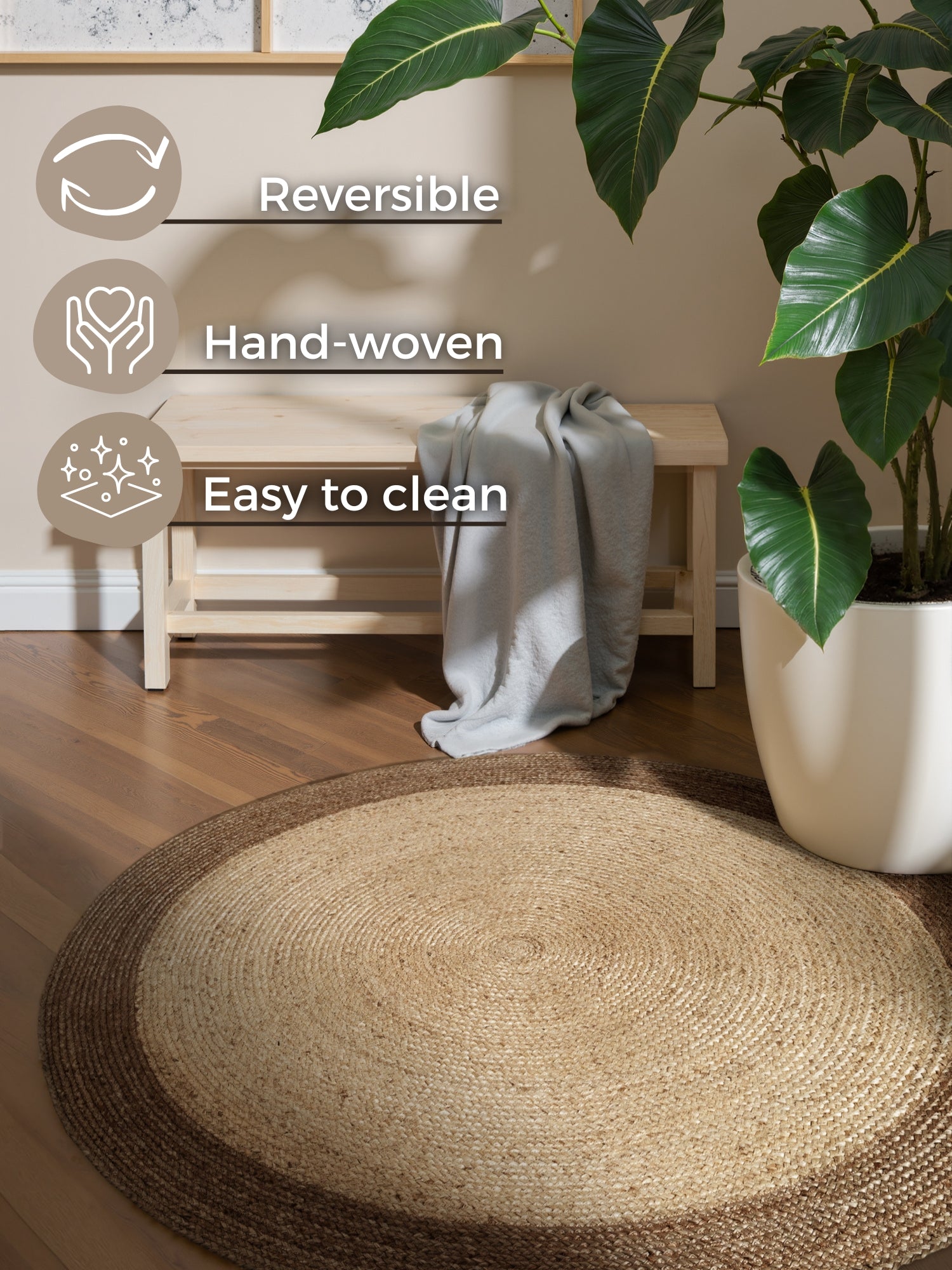 Hanse Home Looma Jutematta rund Looma natur elfenben greige
