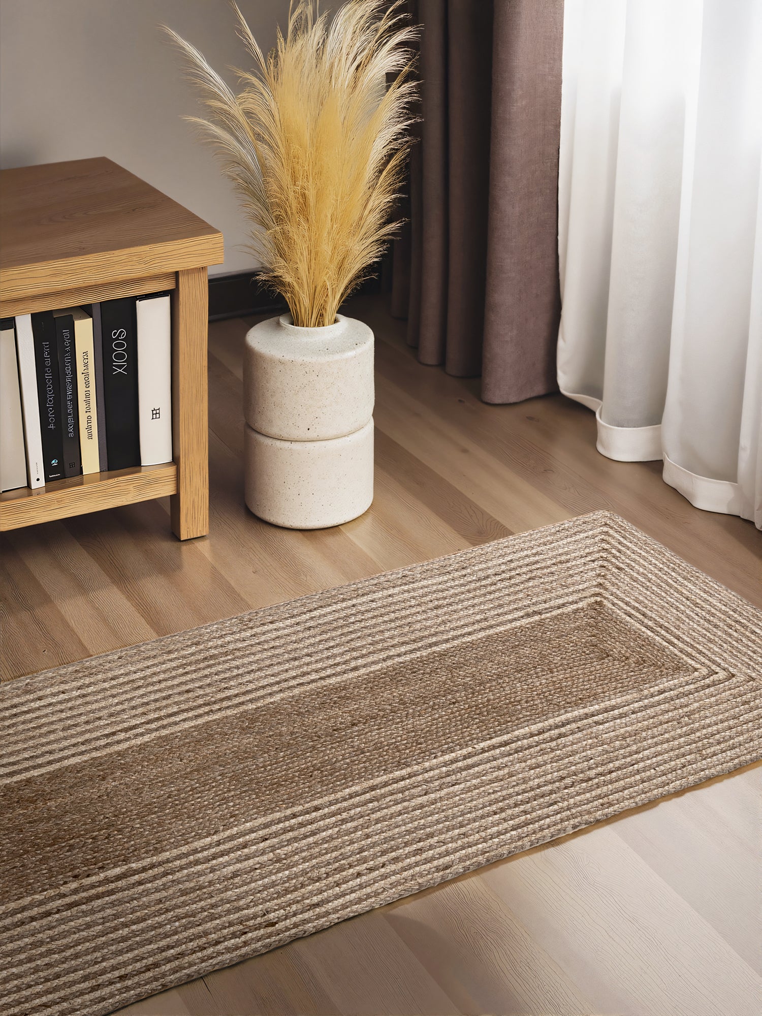 Hanse Home Juno Jutematta Juno Line natur vit Brown
