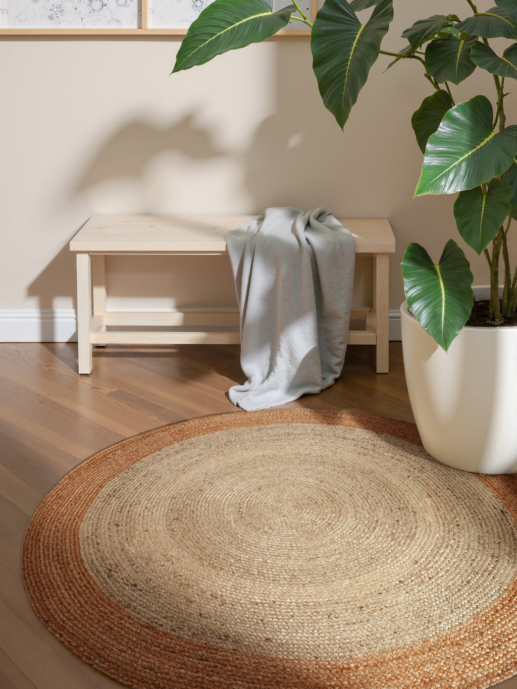 Hanse Home Looma Jutematta rund Looma natur elfenben guld