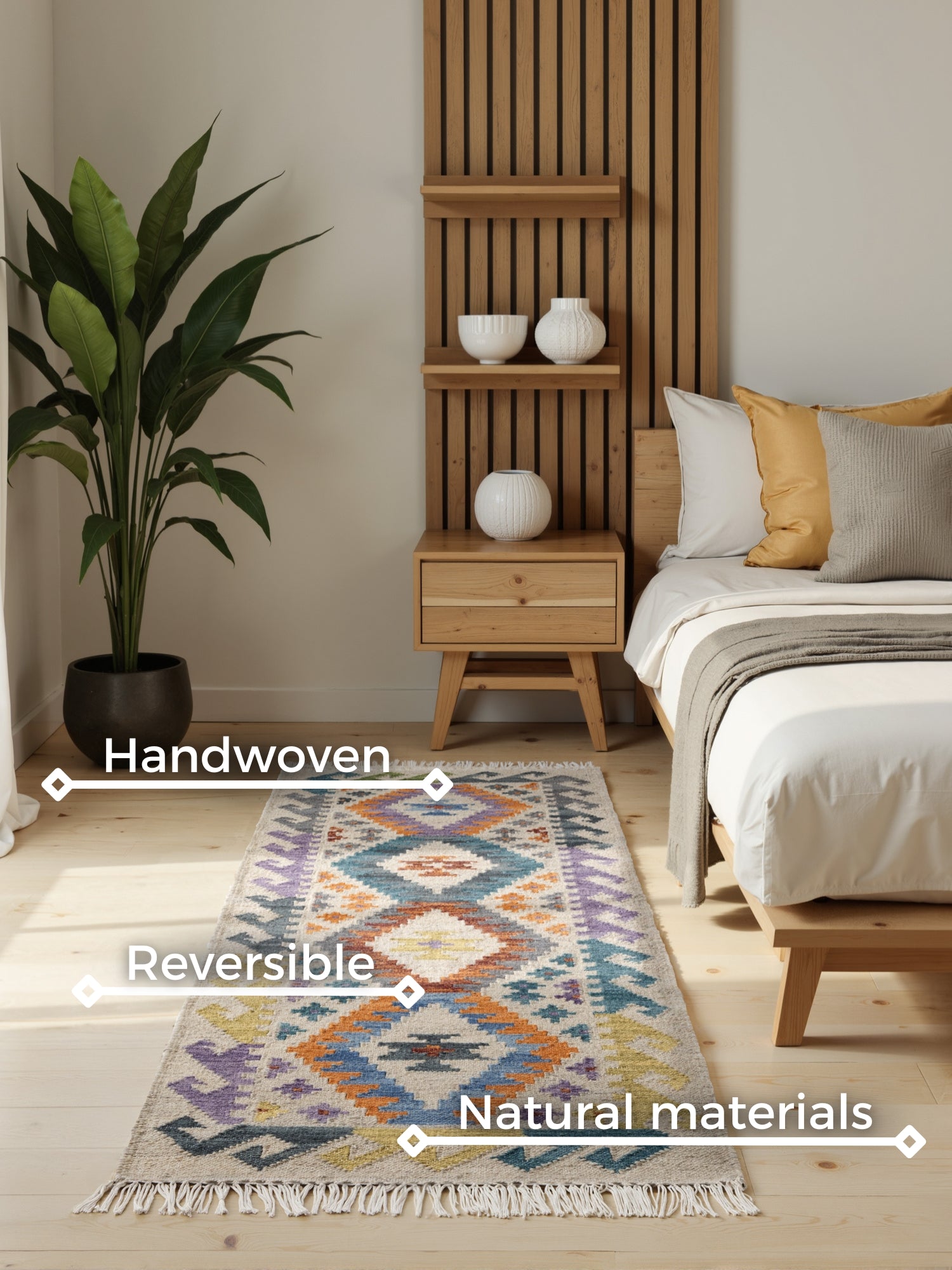 Hanse Home Kamal Afghansk kelimmatta Oasis creme flerfärgad