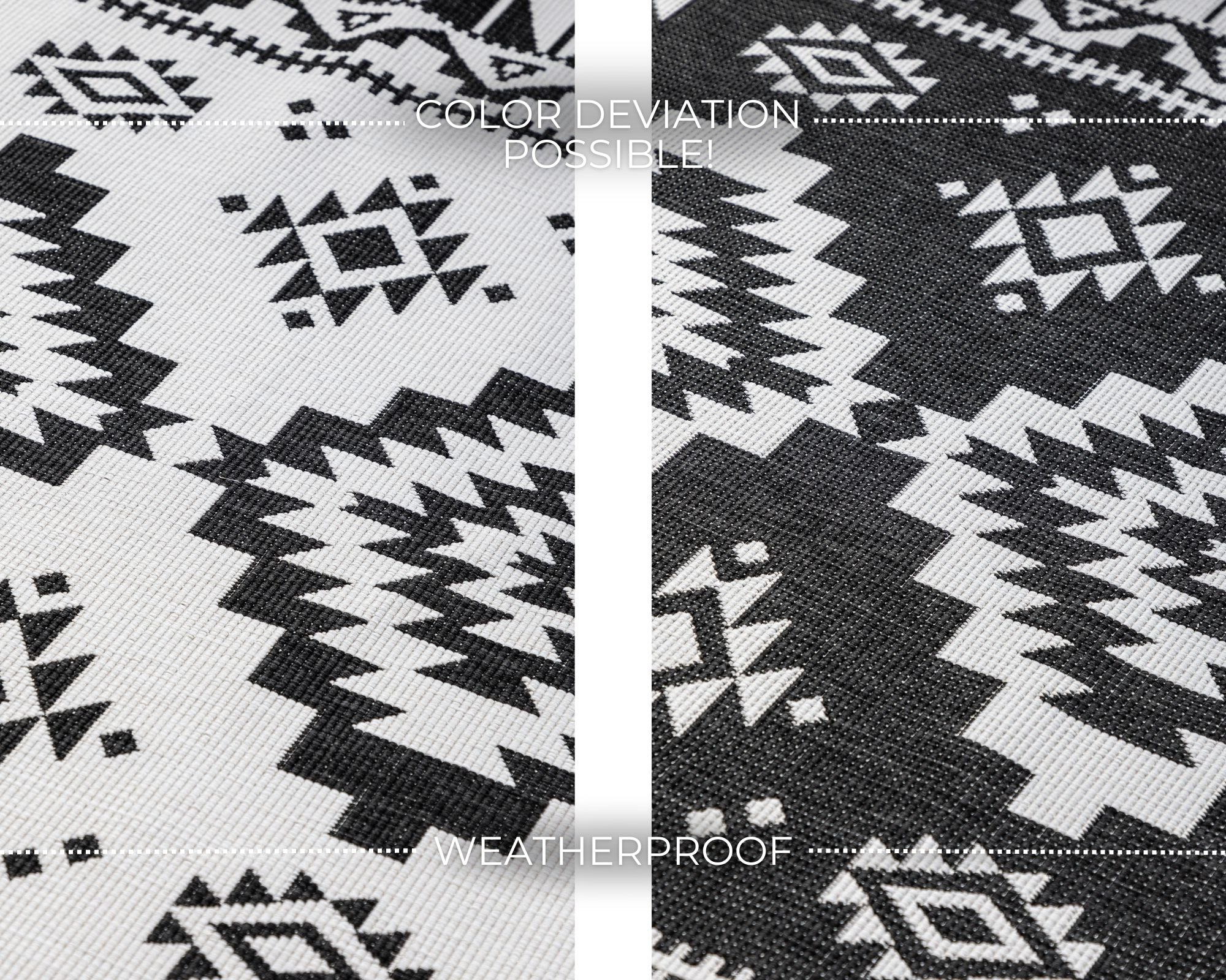 Elle Decoration Gemini Vändbar inom- och utomhusmatta Dynamic svart – detaljbild
