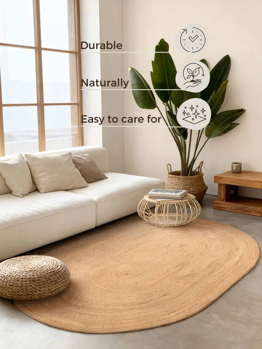 Hanse Home Jute Braided Jutematta oval Rangpur natur guld