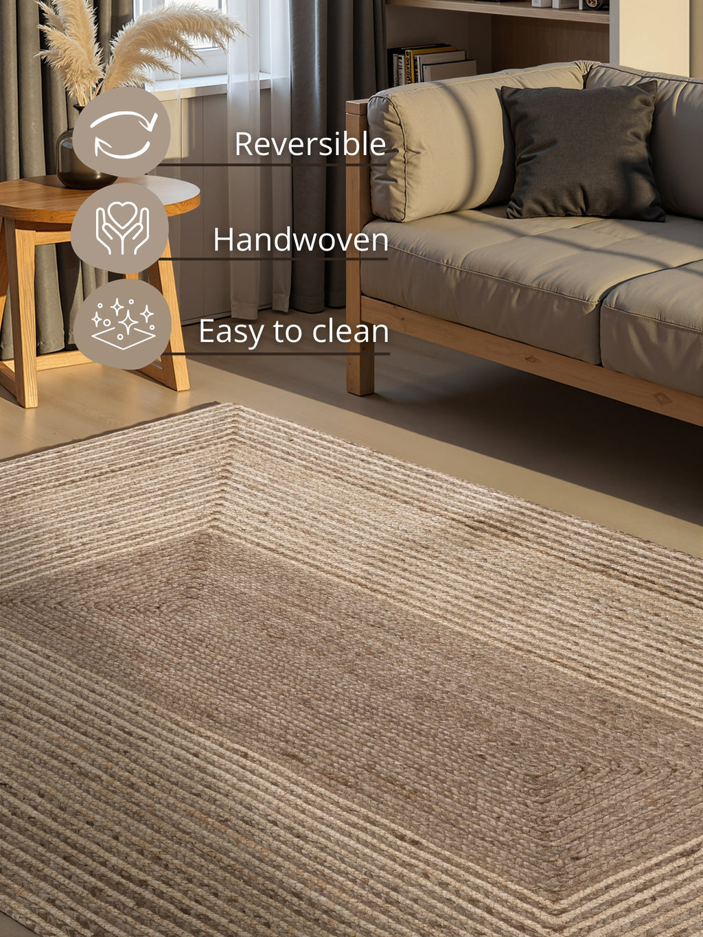 Hanse Home Juno Jutematta Juno Line natur vit Brown