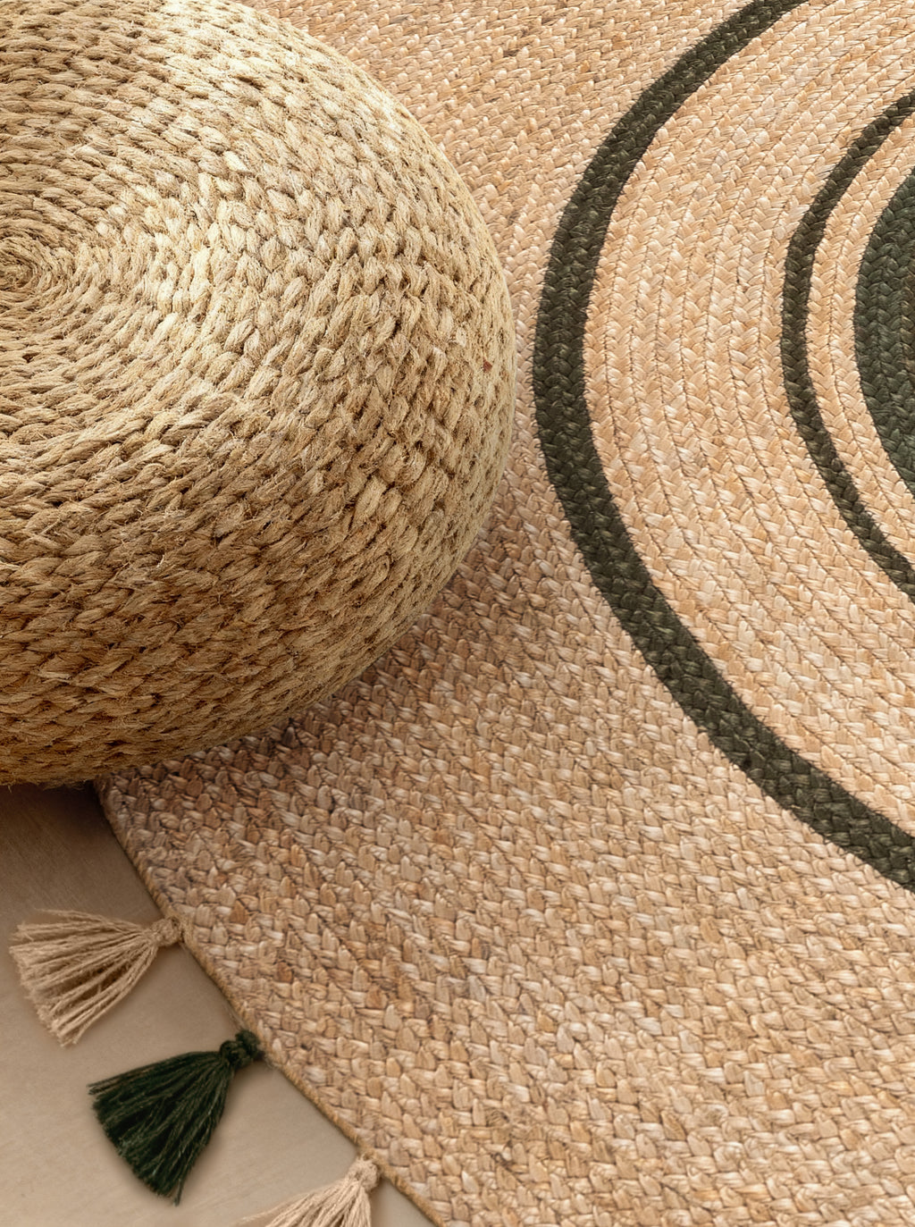 Hanse Home Jute Braided Jutematta rund Basil natur guld grön