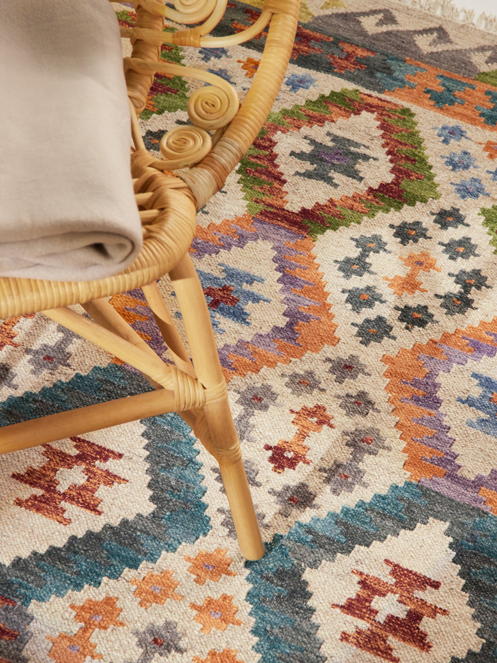 Hanse Home Kamal Afghansk kelimmatta Oasis creme flerfärgad
