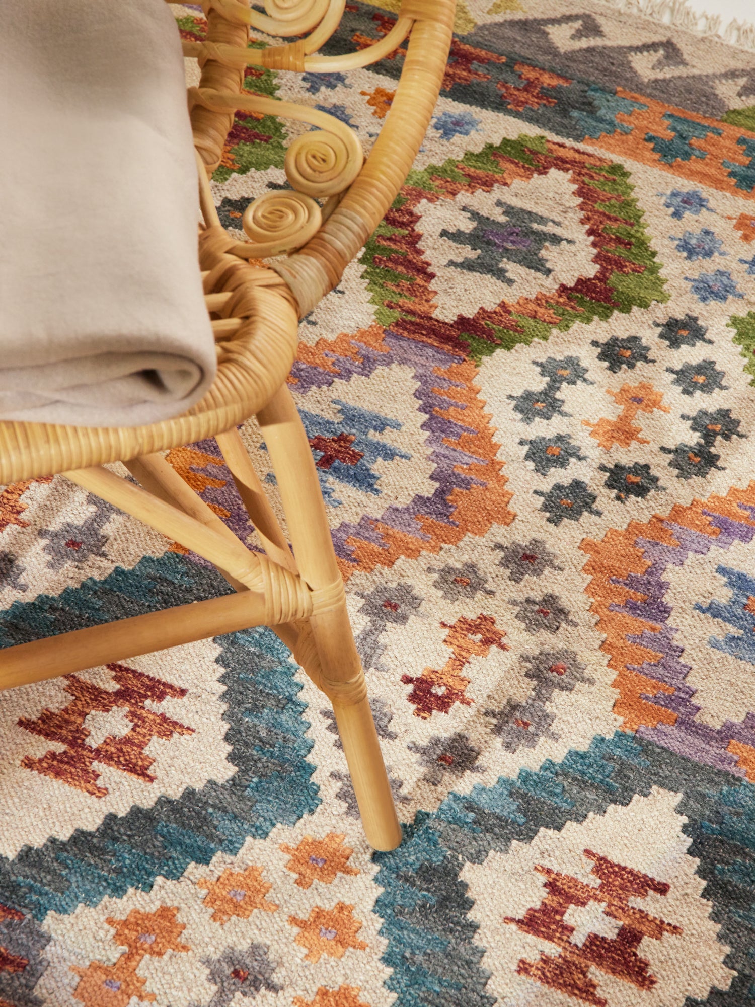 Hanse Home Kamal Afghansk kelimmatta Oasis creme flerfärgad