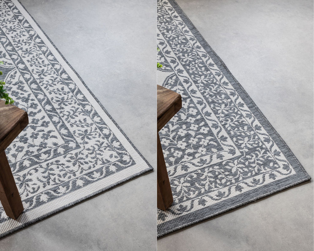 Elle Decoration Gemini Vändbar inom- och utomhusmatta Meekly silver – detaljbild