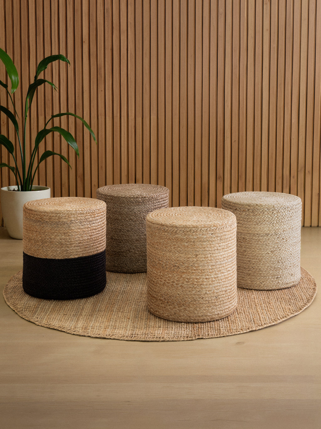 Hanse Home Looma Jutepuff Looma natur guld svart