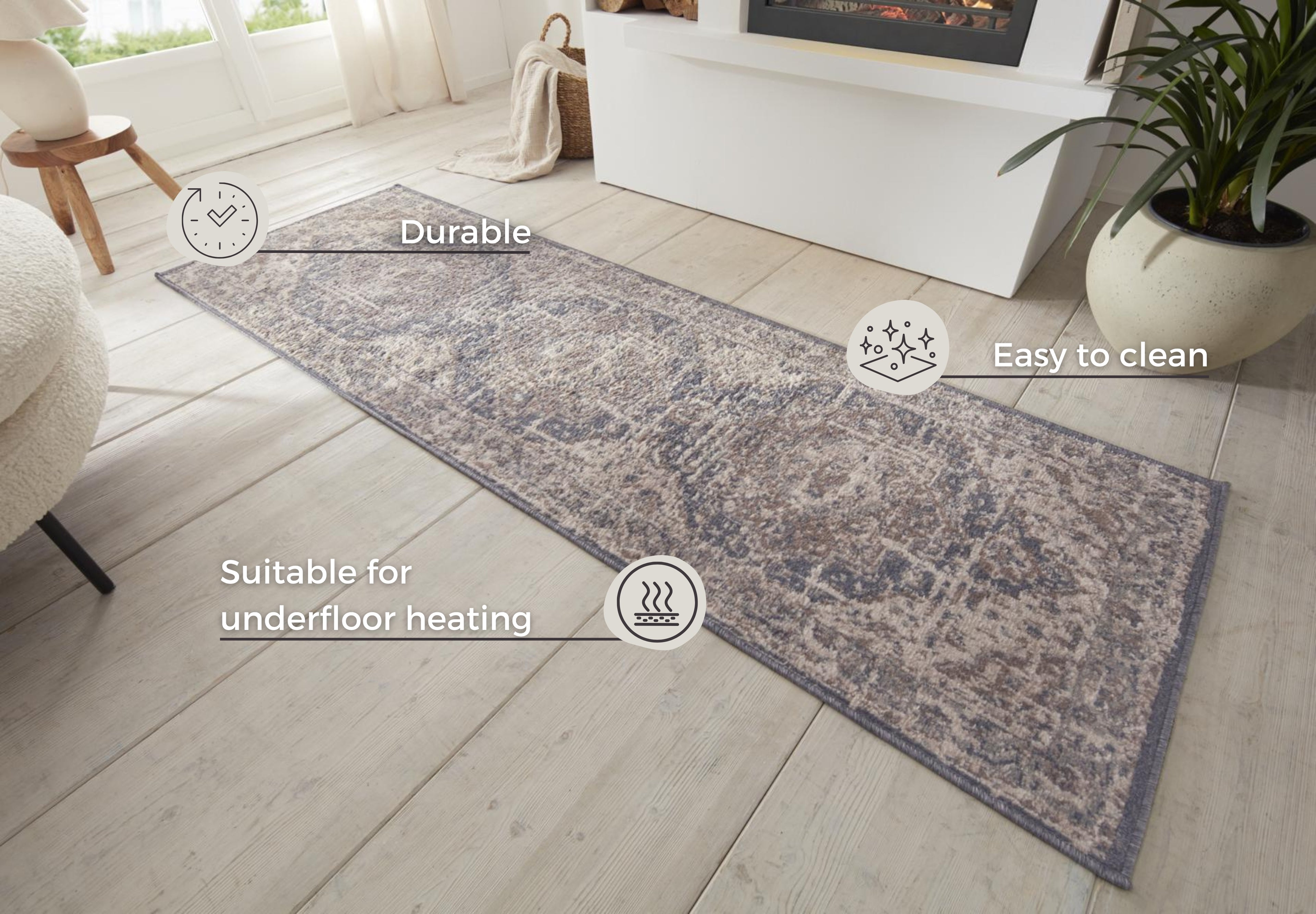 Hanse Home Terrain Designerkortluggsmatta Sand creme blå