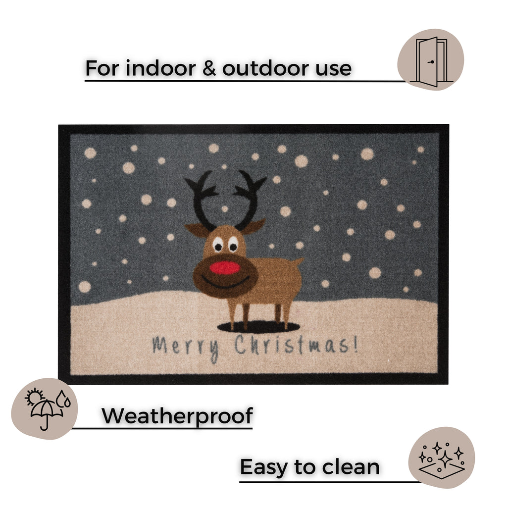 Designdörrmatta Merry Christmas Reindeer