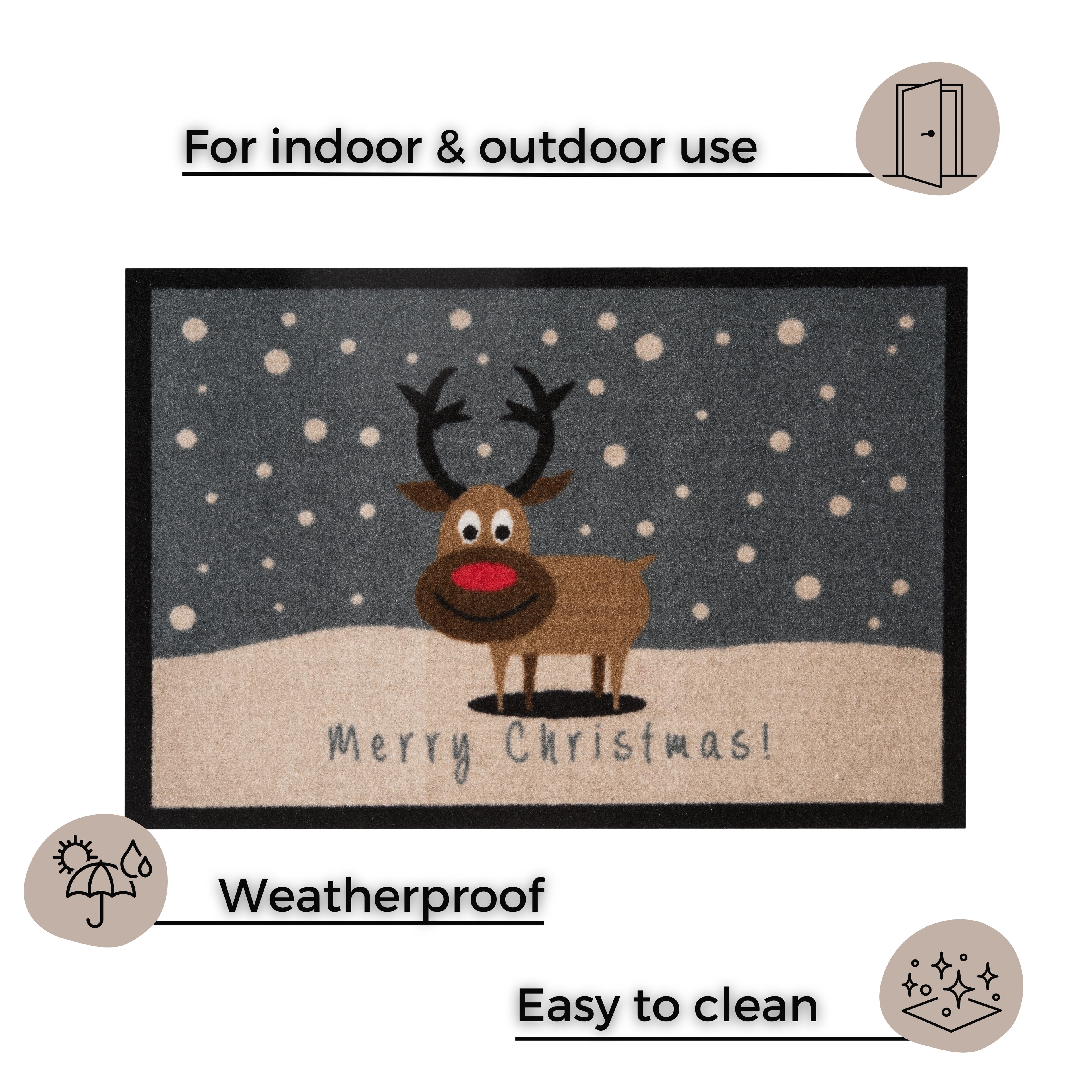 Designdörrmatta Merry Christmas Reindeer