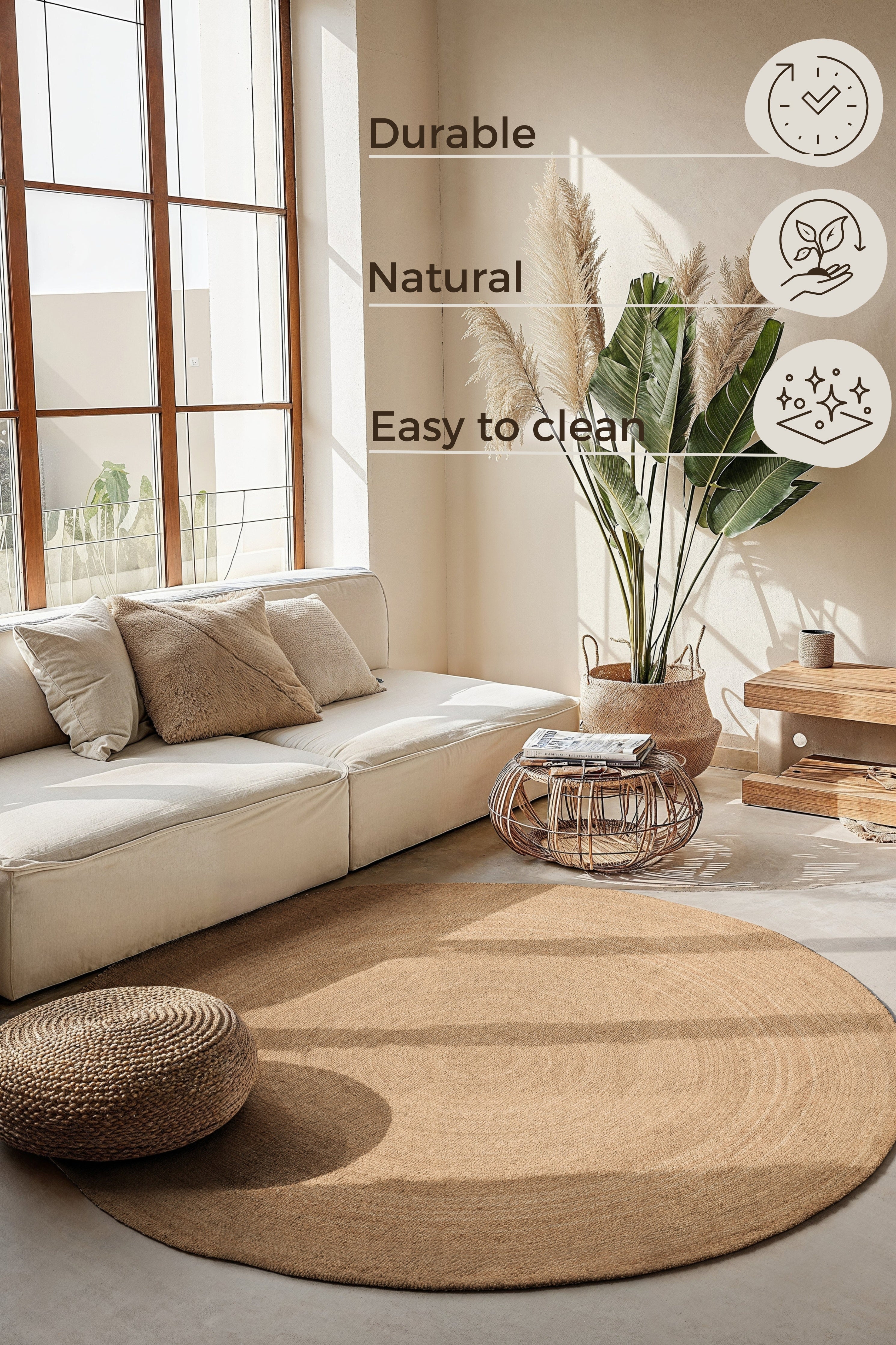 Hanse Home Jute Braided Jutematta rund Rangpur natur guld