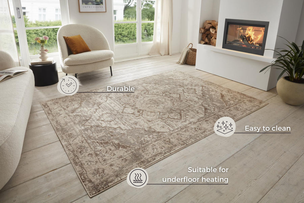 Hanse Home Terrain Designerkortluggsmatta Sand creme brun