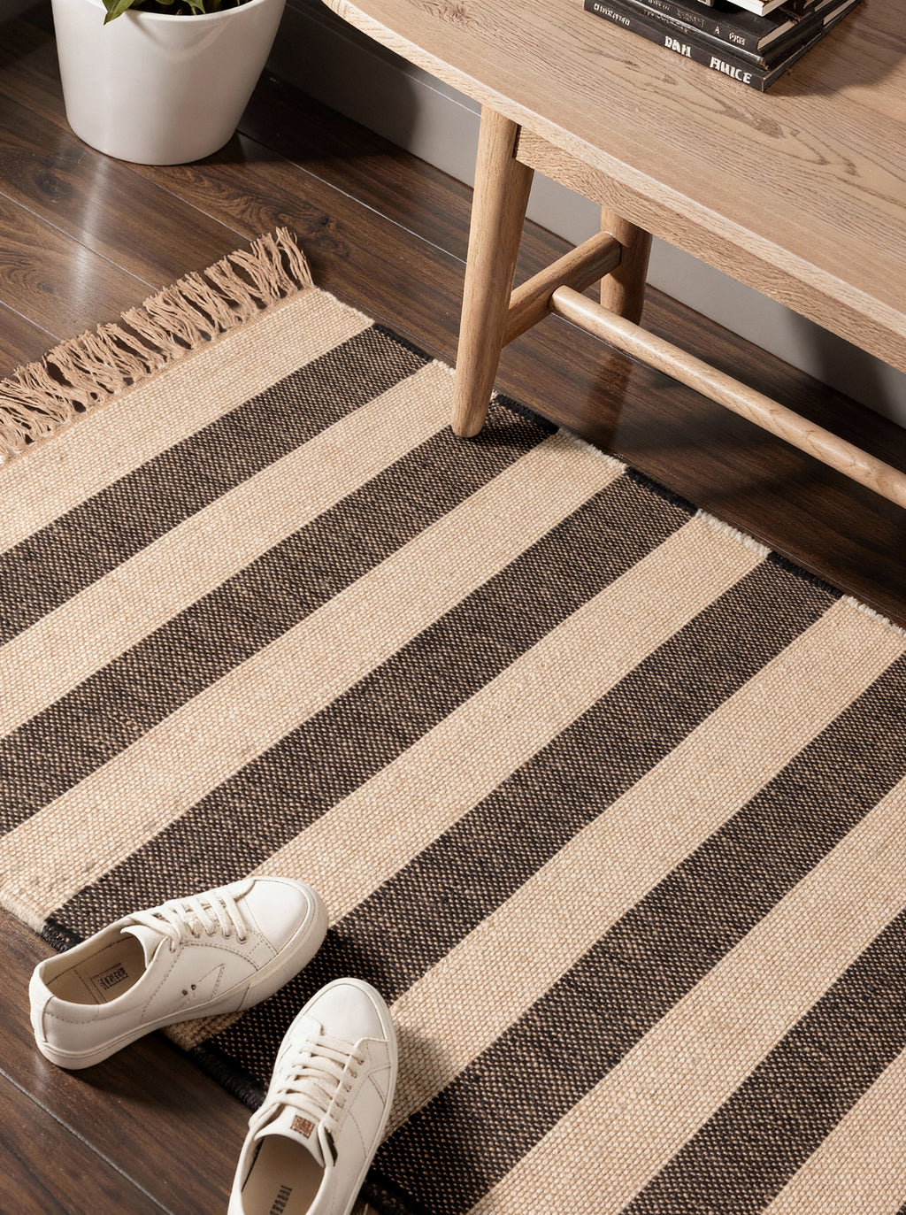 Hanse Home Handloom 1.0 Jutematta Playa natur vit svart