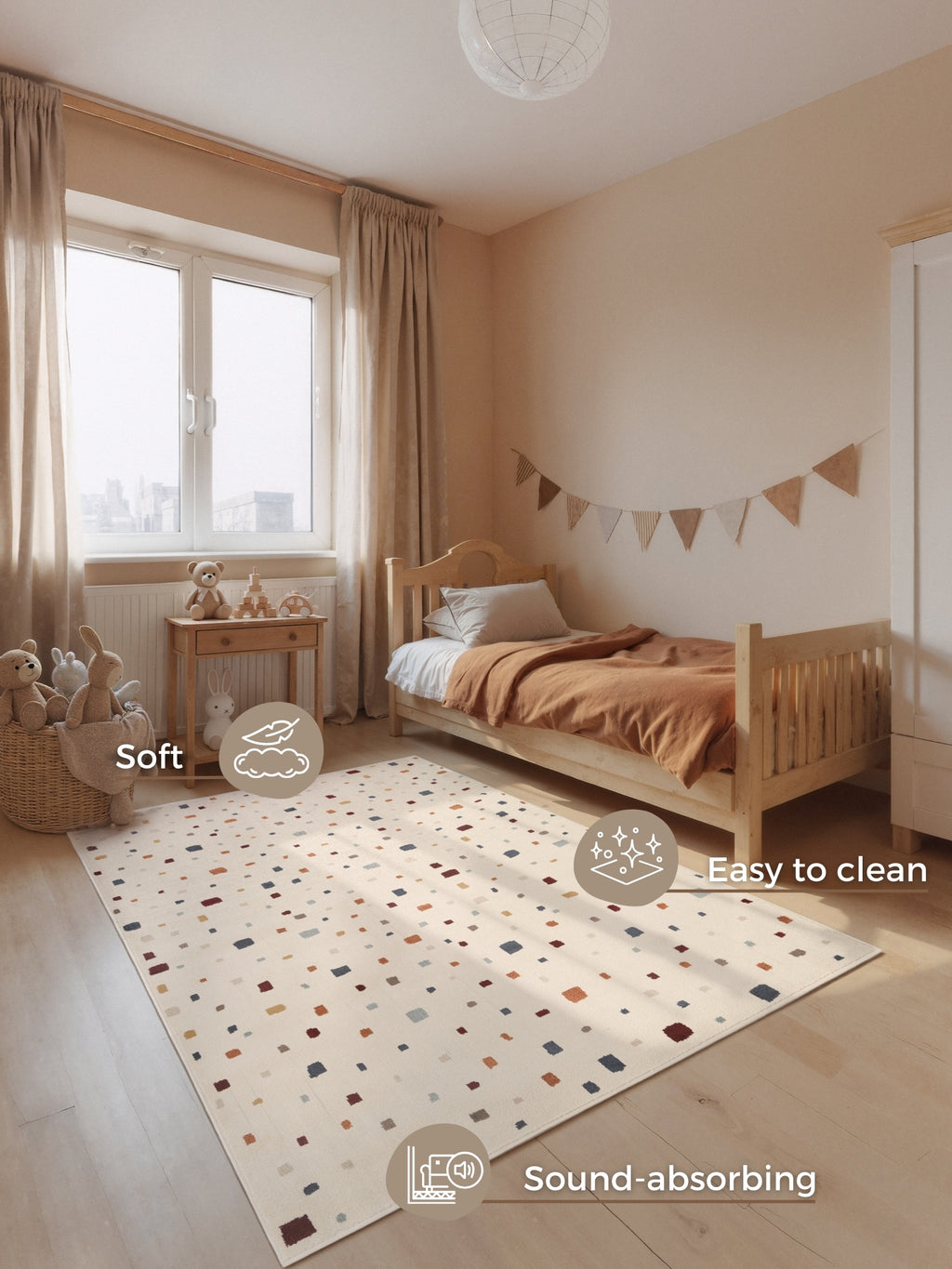 Hanse Home Adventures Barnmatta Funny Squares creme flerfärgad