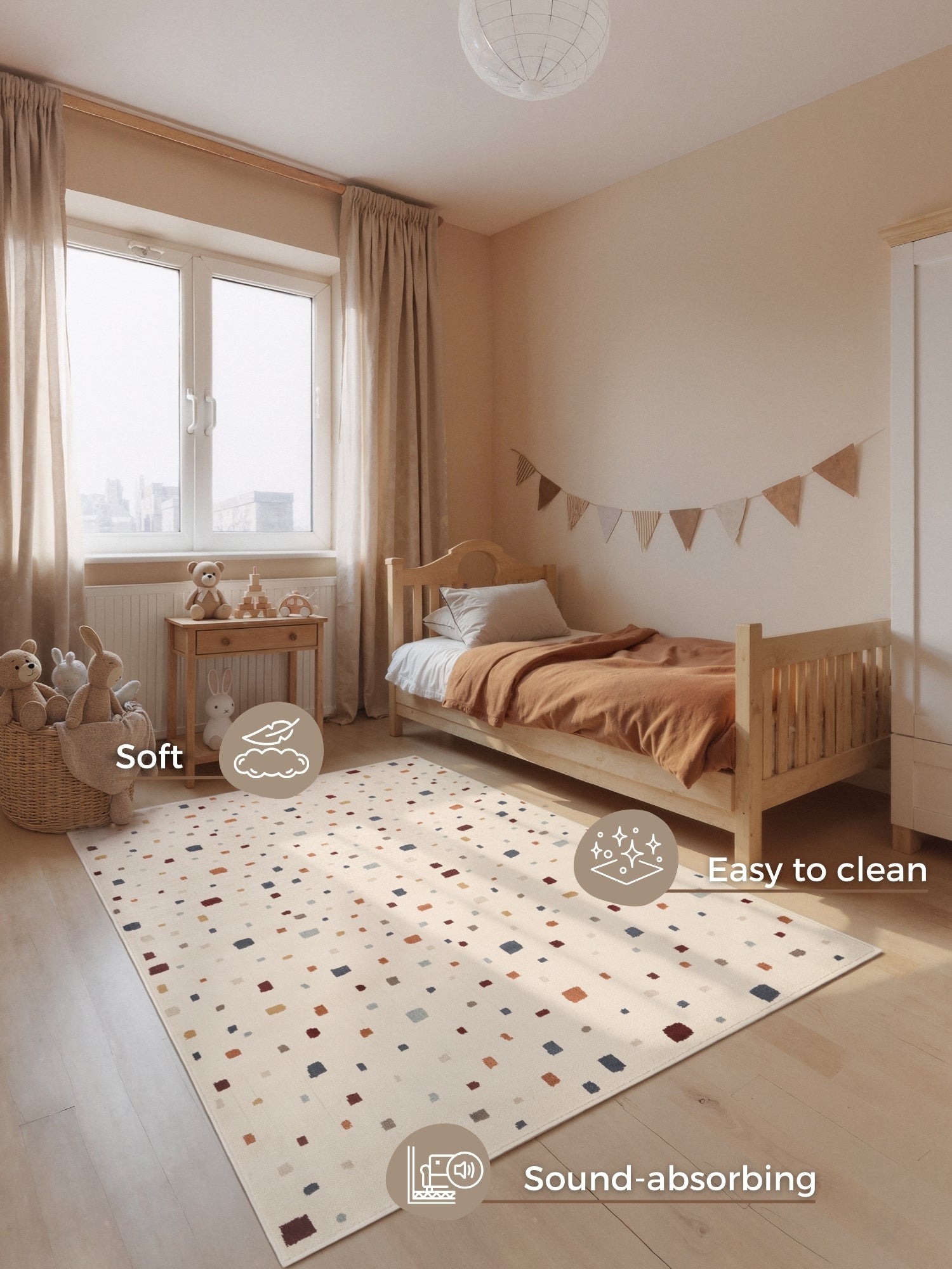 Hanse Home Adventures Barnmatta Funny Squares creme flerfärgad