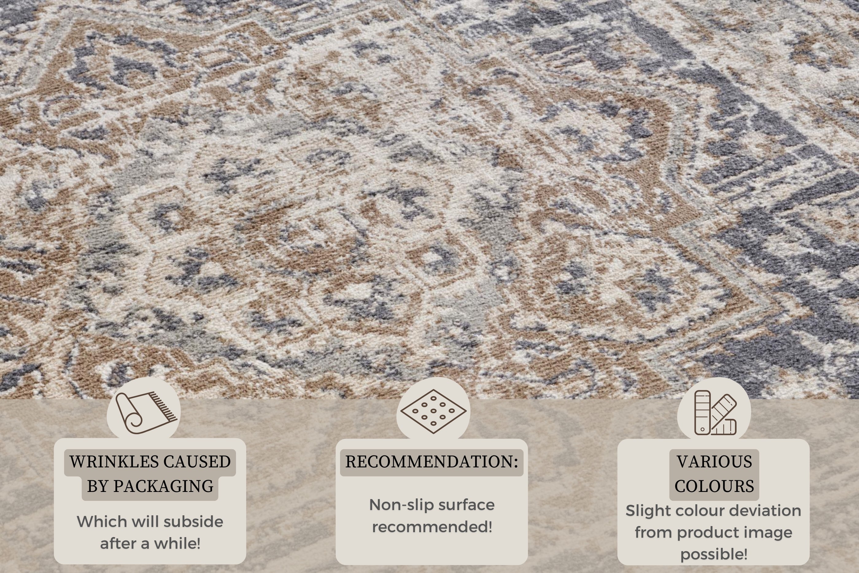 Hanse Home Terrain Designerkortluggsmatta Sand creme blå