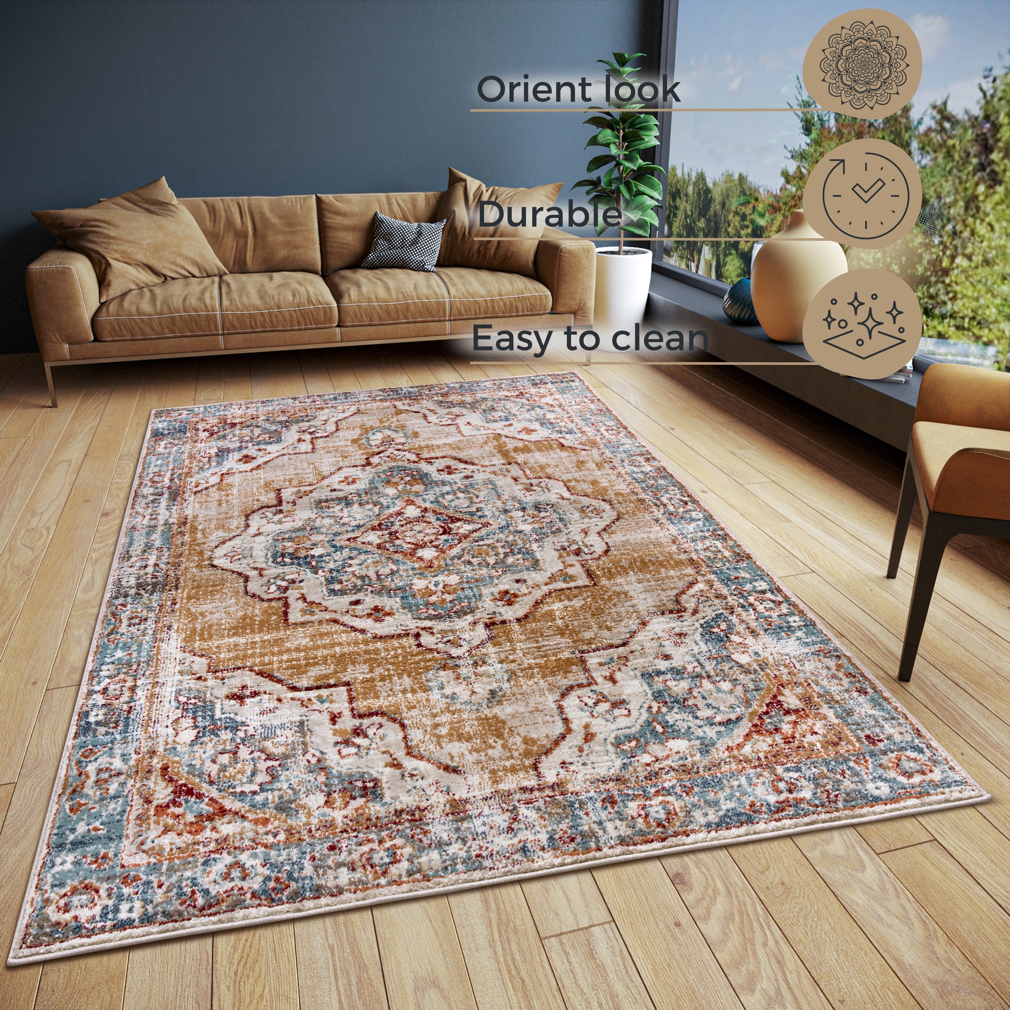 Hanse Home Kortluggsmatta Strozzi beige blå flerfärgad
