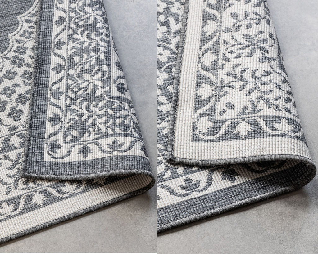Elle Decoration Gemini Vändbar inom- och utomhusmatta Meekly silver – detaljbild