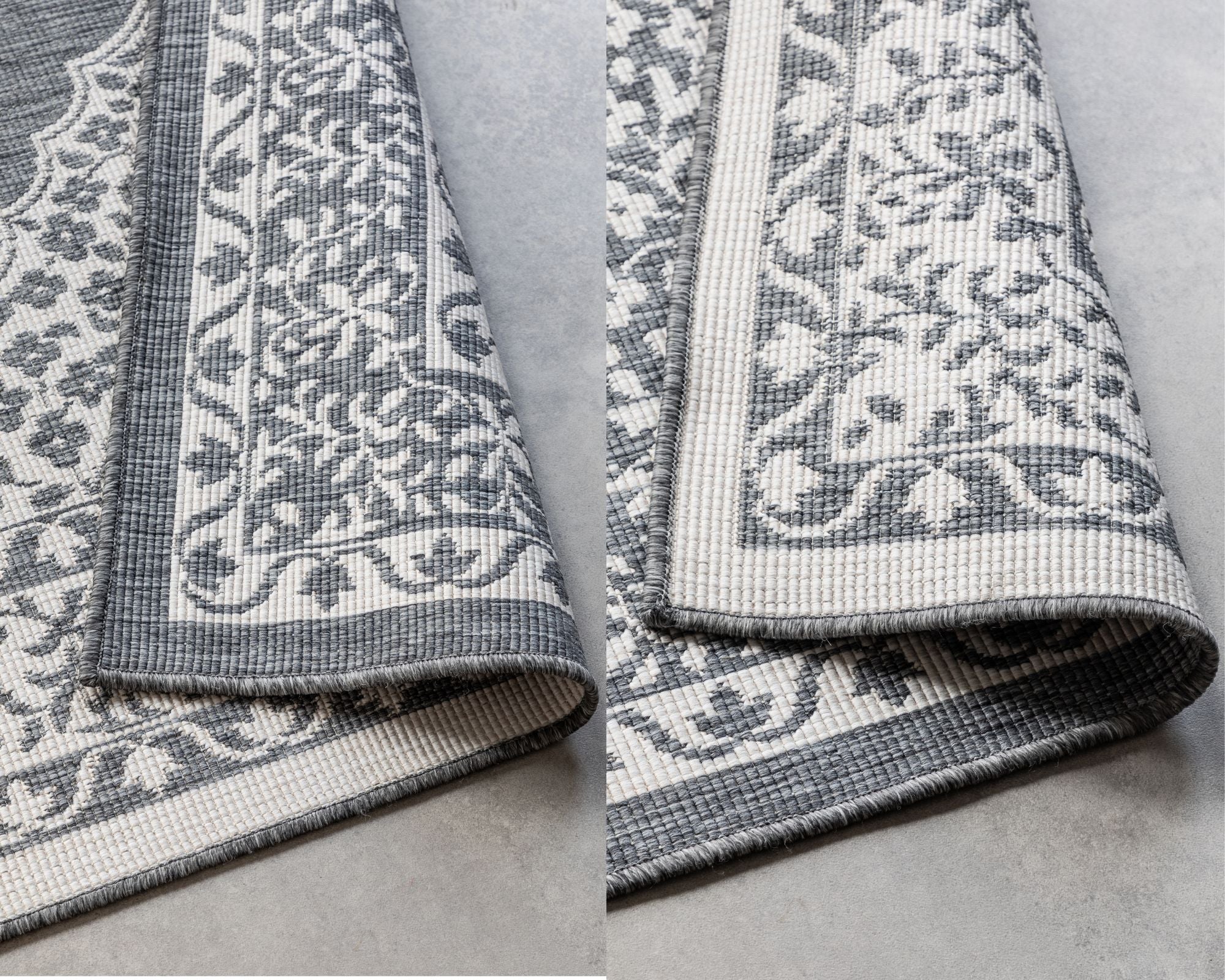 Elle Decoration Gemini Vändbar inom- och utomhusmatta Meekly silver – detaljbild