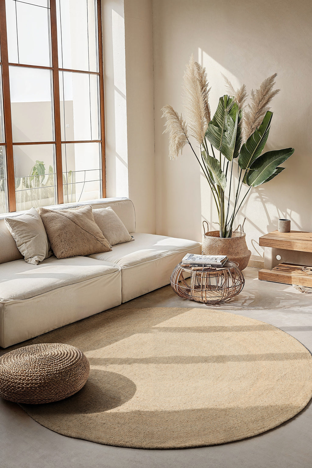 Hanse Home Jute Braided Jutematta rund Rangpur natur elfenben