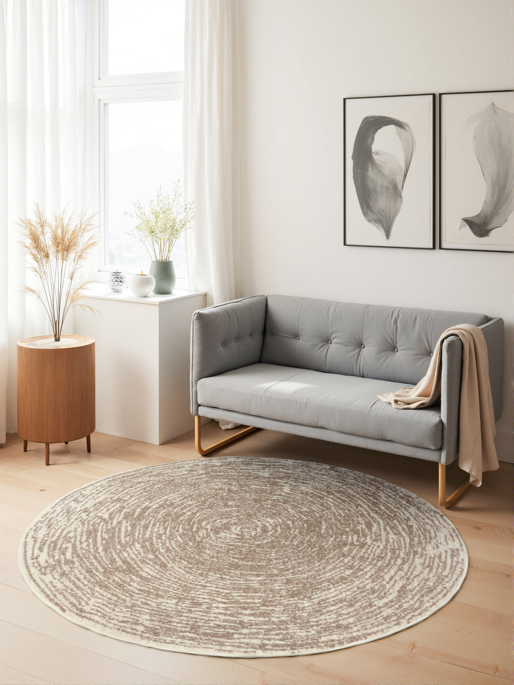 Hanse Home Gloria Kortluggsmatta rund Cavallo creme beige