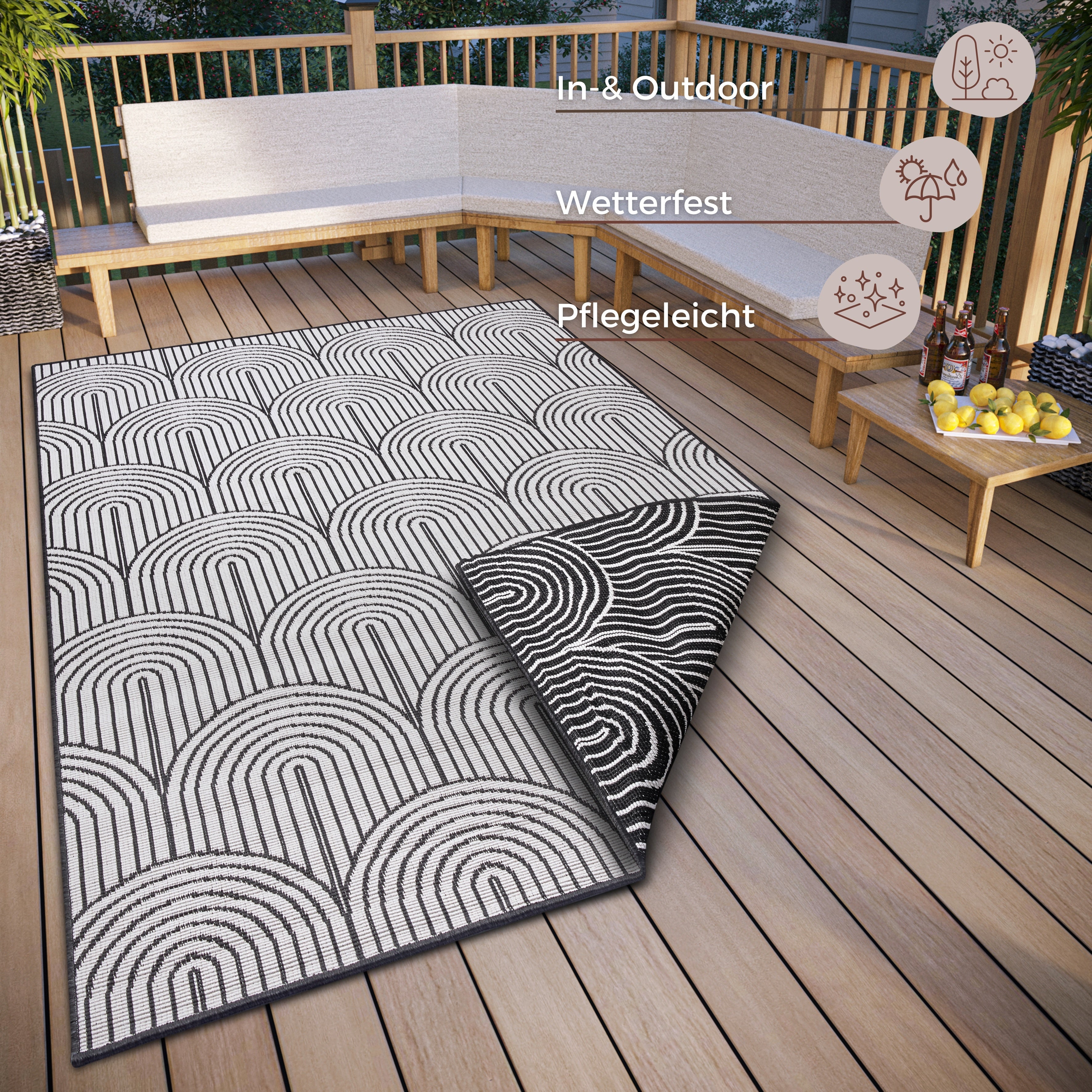 Hanse Home Flatweave Vändbar inom- och utomhusmatta Pangli svart