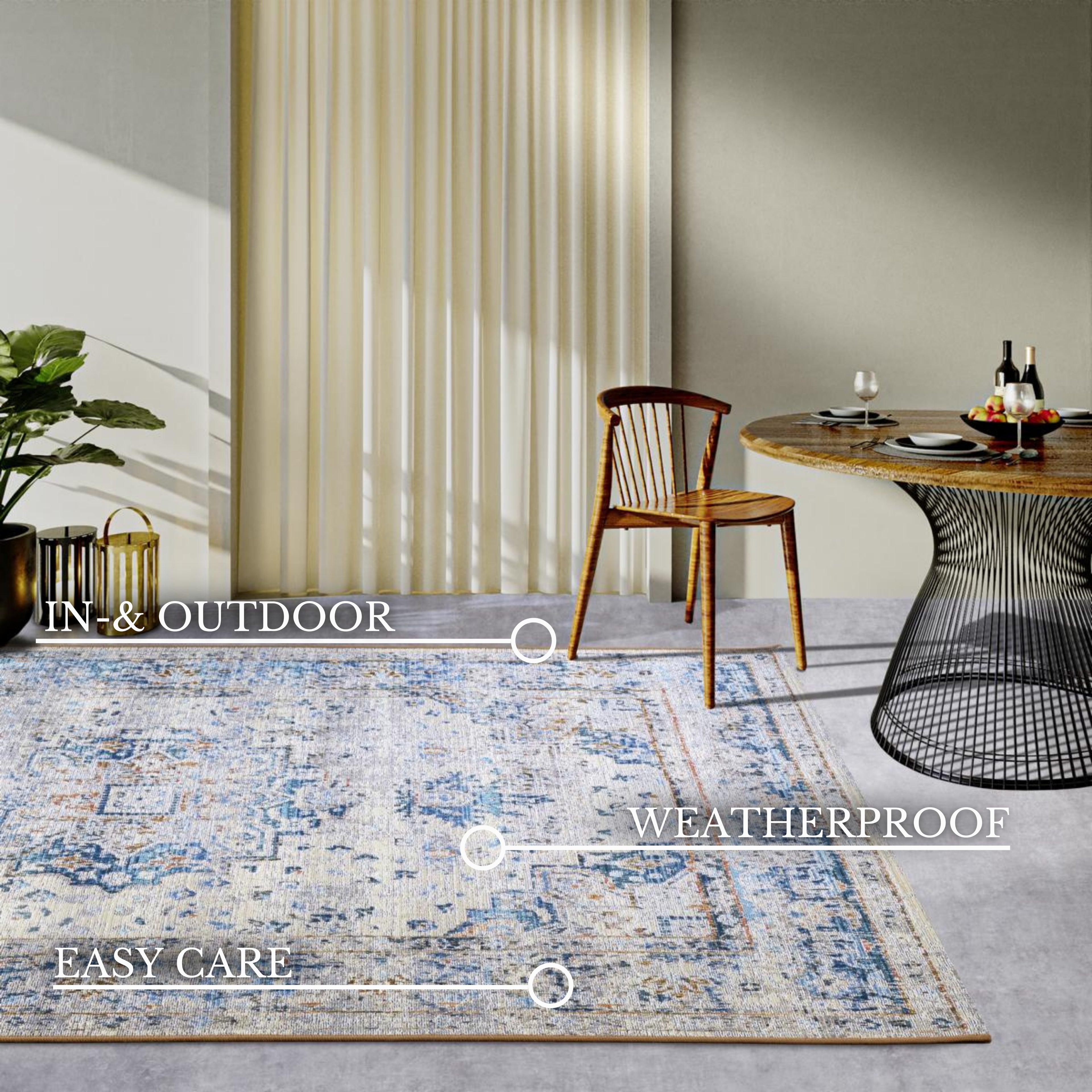 Villeroy & Boch 1767 Inom- och utomhusmatta Rene creme blå