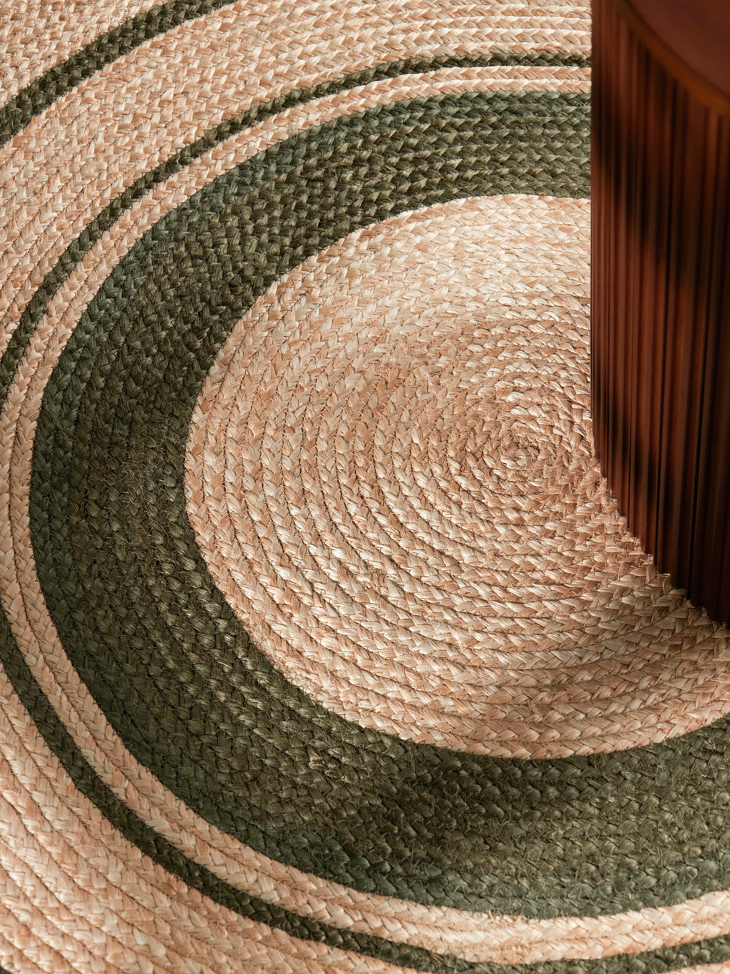 Hanse Home Jute Braided Jutematta rund Basil natur guld grön