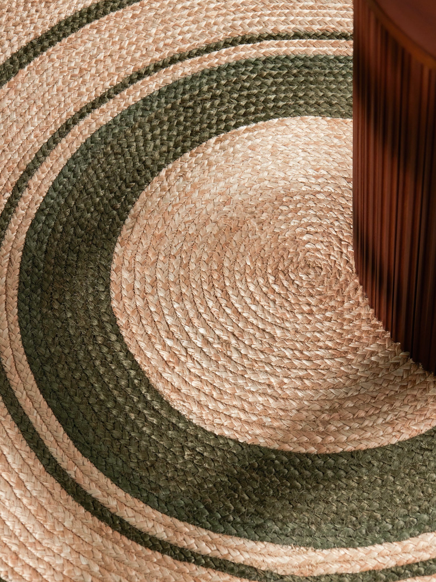 Hanse Home Jute Braided Jutematta rund Basil natur guld grön