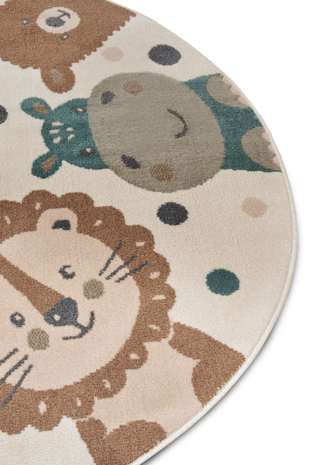 Hanse Home Adventures Barnmatta rund Animal Party creme brun blå