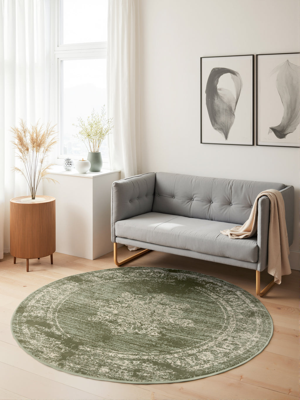 Hanse Home Gloria Kortluggsmatta rund Lydia mint