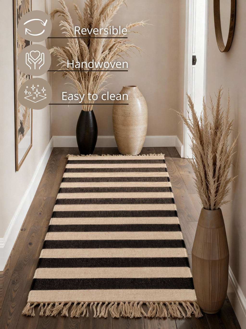 Hanse Home Handloom 1.0 Jutematta Playa natur vit svart