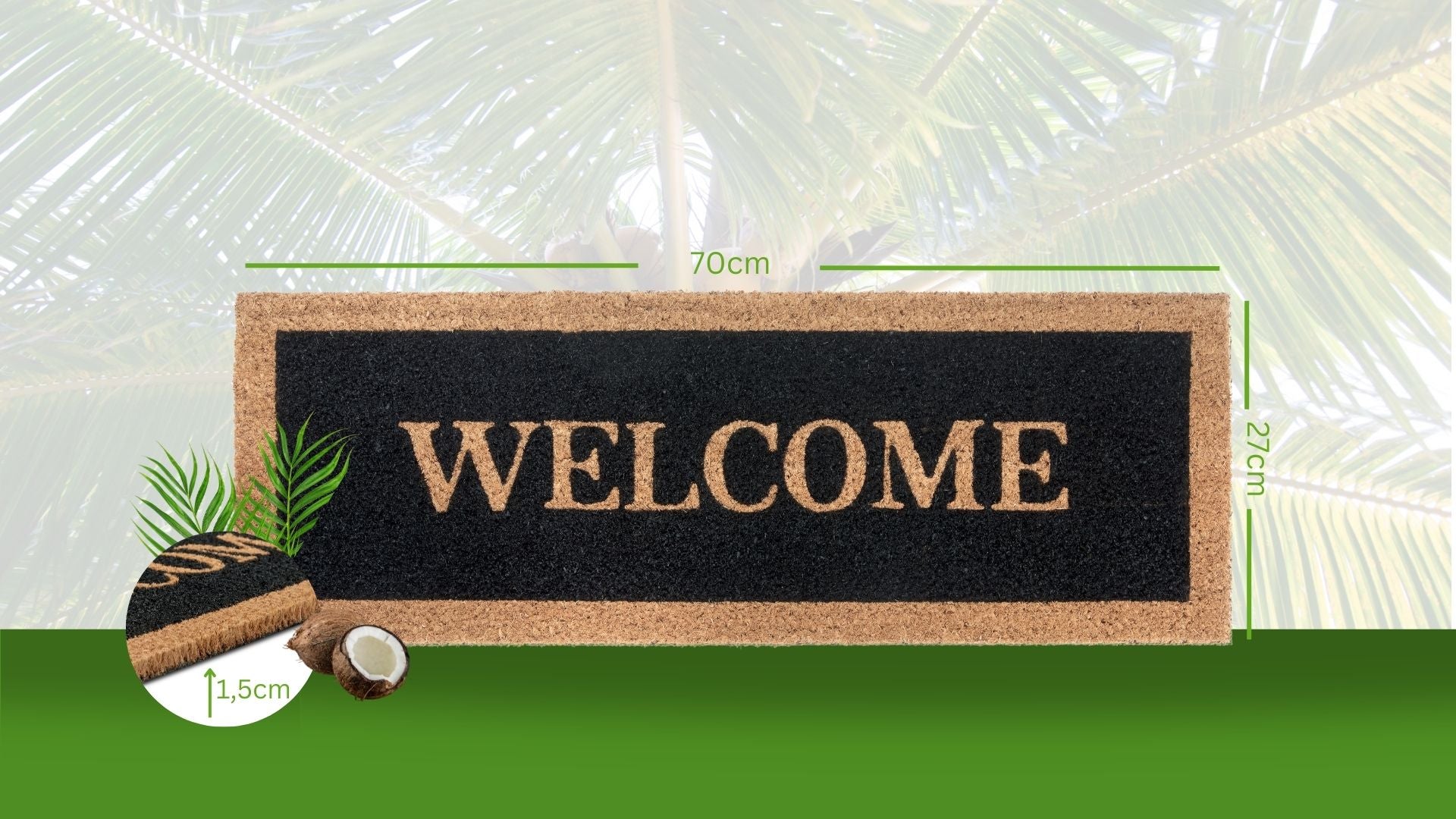 Hanse Home Mix Mats Dörrmatta kokos svart Welcome Border